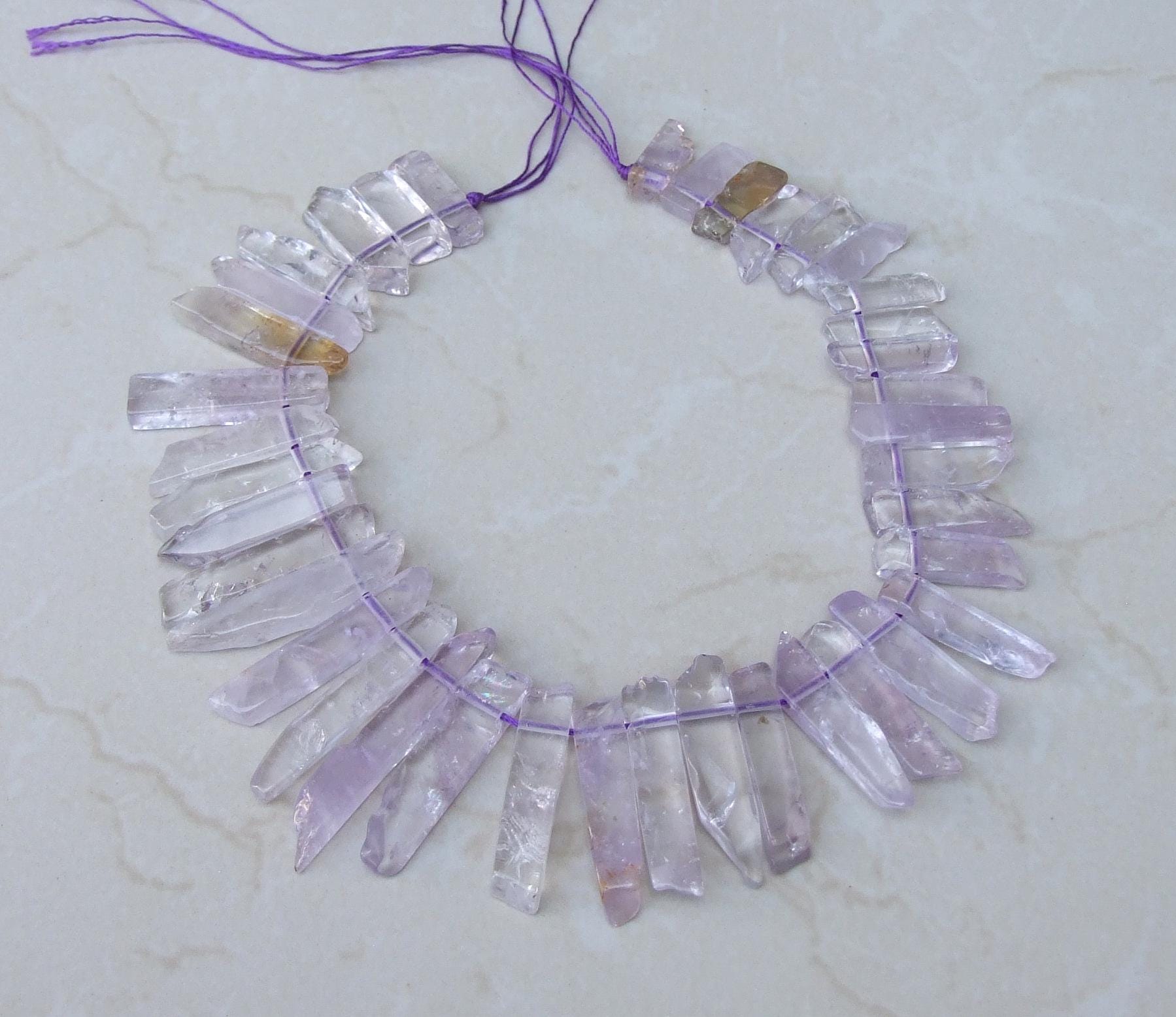 Amethyst Beads, Polished Natural Amethyst Slice, Amethyst Pendants, Gemstone Beads, Amethyst Points Jewelry, Half Strand - 20mm to 50mm - A3 - EDGBeadsandGems