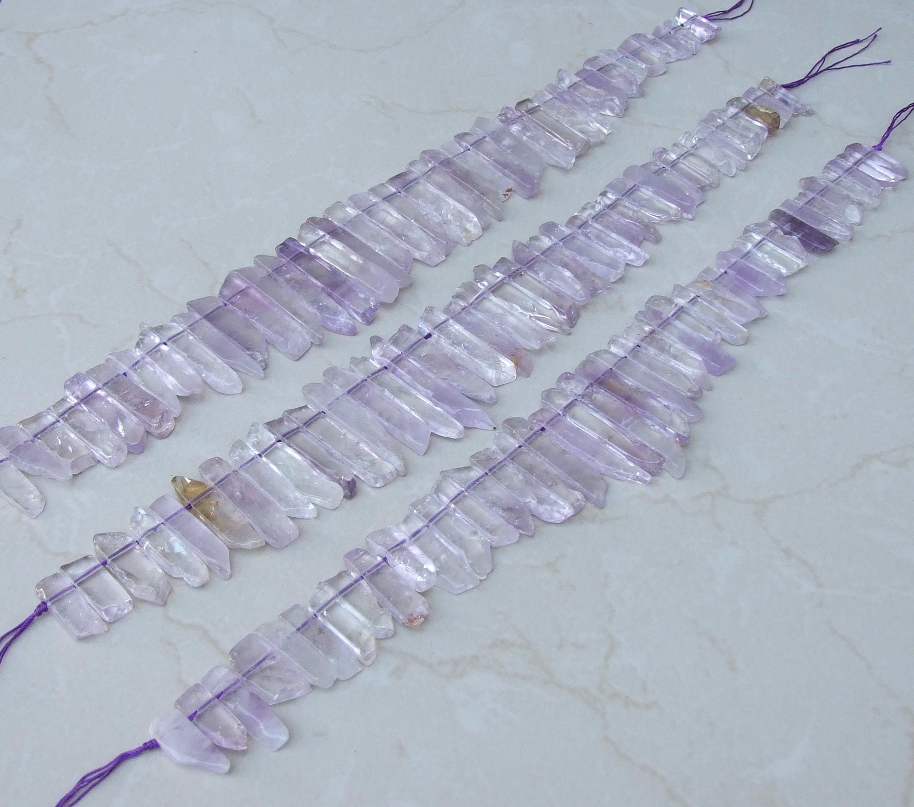 Light Lavender Amethyst Slice, Polished Natural Amethyst Beads, Natural Gemstone Slice, Amethyst Jewelry, Half Strand - 25mm to 50mm - A3 - EDGBeadsandGems
