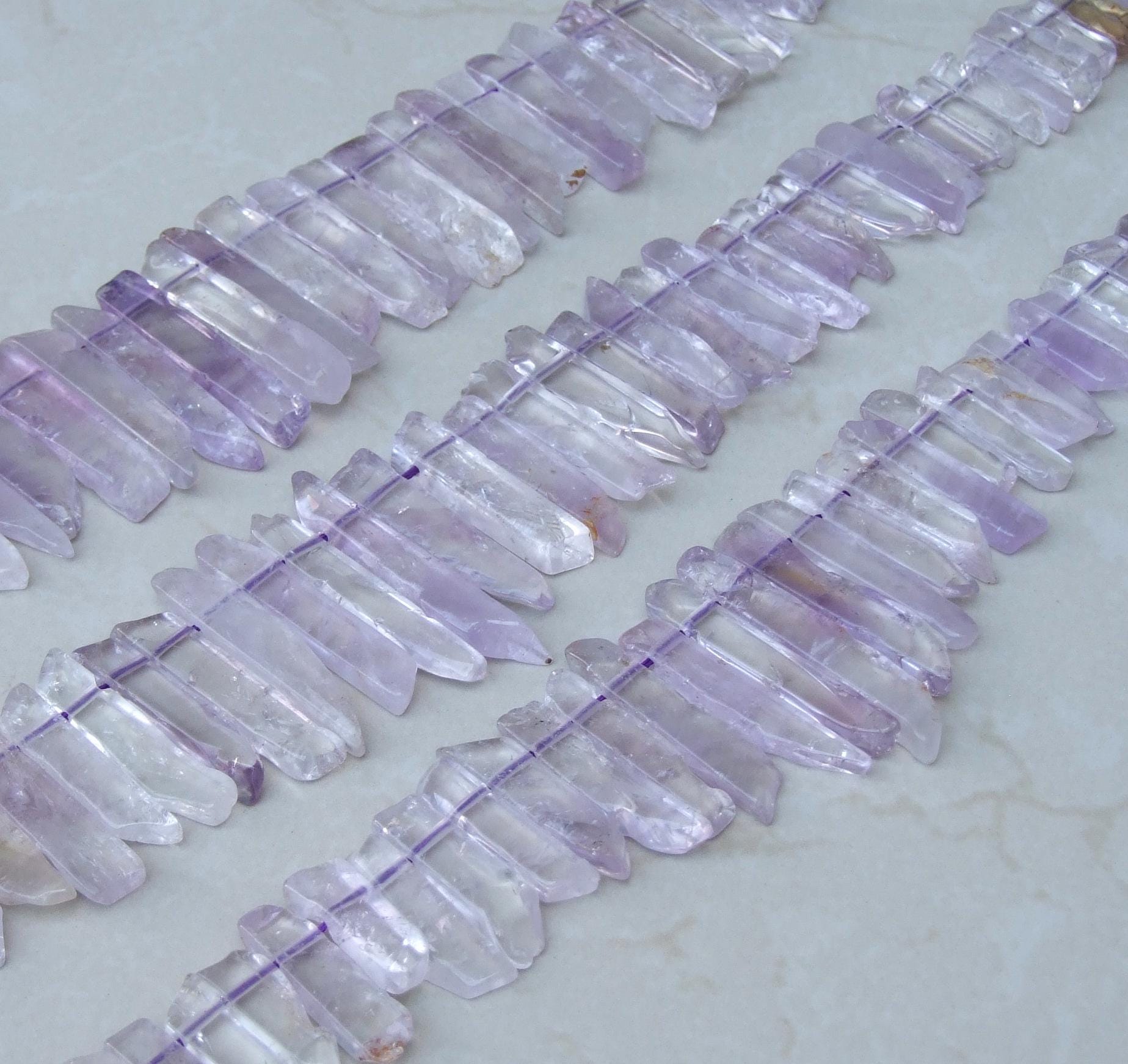 Amethyst Beads, Polished Natural Amethyst Slice, Amethyst Pendants, Gemstone Beads, Amethyst Points Jewelry, Half Strand - 20mm to 50mm - A3 - EDGBeadsandGems