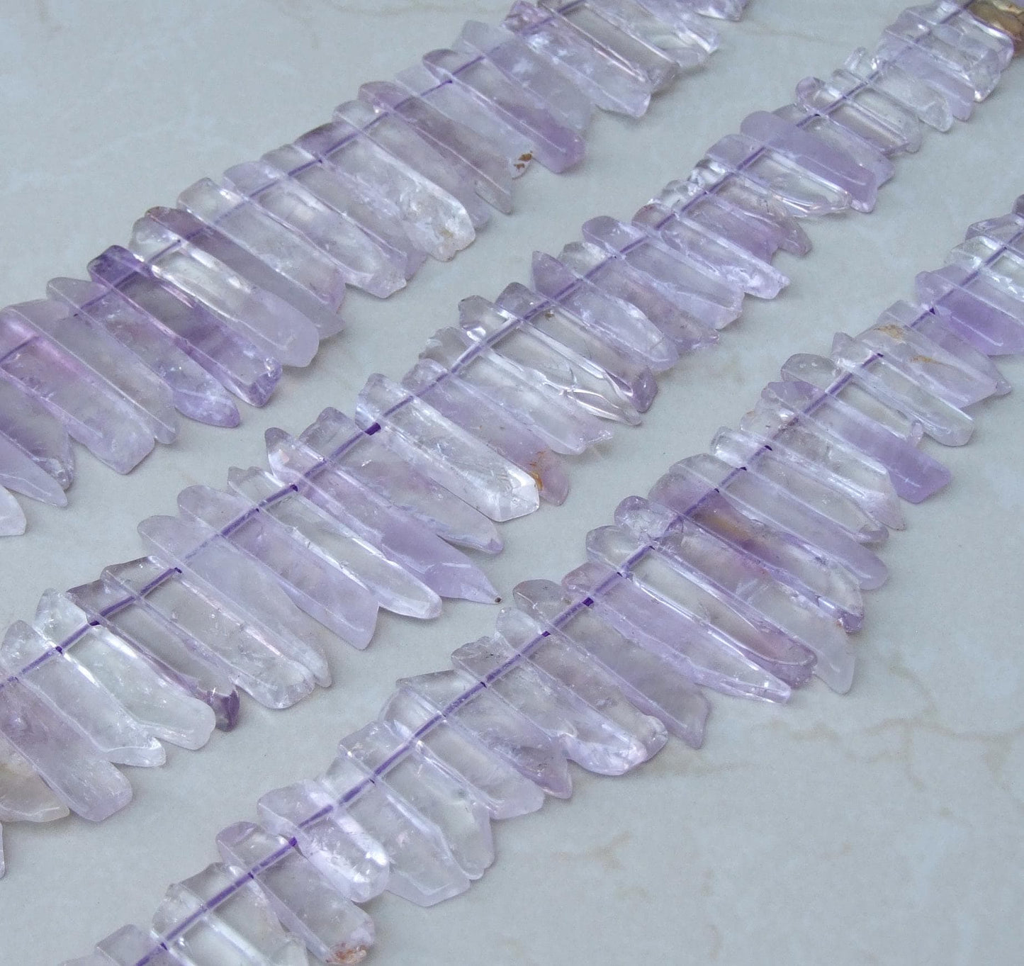 Light Lavender Amethyst Slice, Polished Natural Amethyst Beads, Natural Gemstone Slice, Amethyst Jewelry, Half Strand - 25mm to 50mm - A3 - EDGBeadsandGems