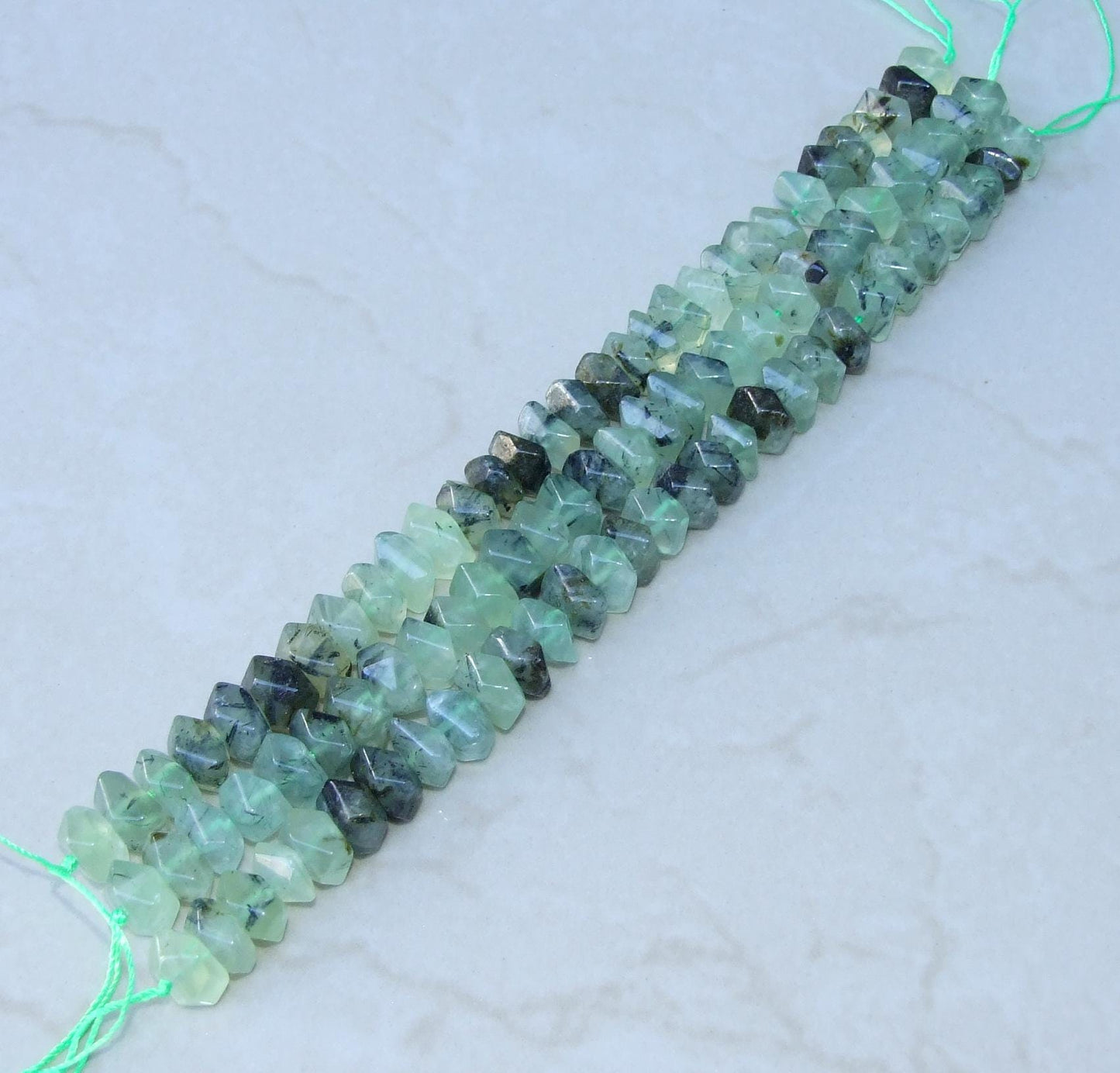 Half Strand Gemstone PREHNITE Faceted NUGGET BEADED Pendant Stress Relief Gifts, 14mm x 14mm x 20mm Jewelry Stones - EDGBeadsandGems