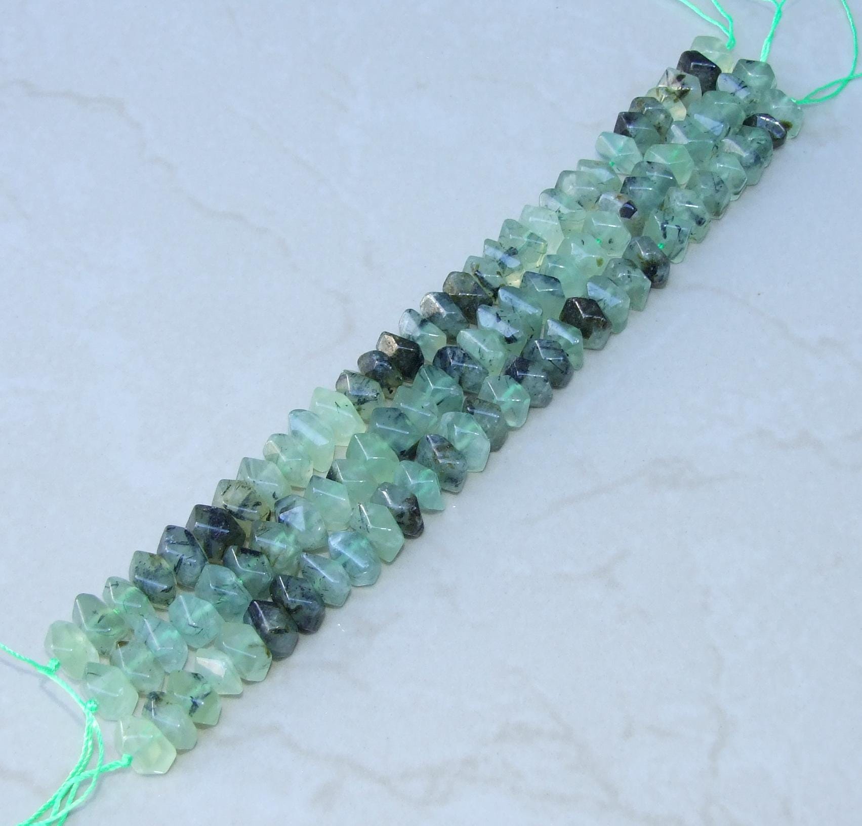 Half Strand Gemstone PREHNITE Faceted NUGGET BEADED Pendant Stress Relief Gifts, 14mm x 14mm x 20mm Jewelry Stones - EDGBeadsandGems