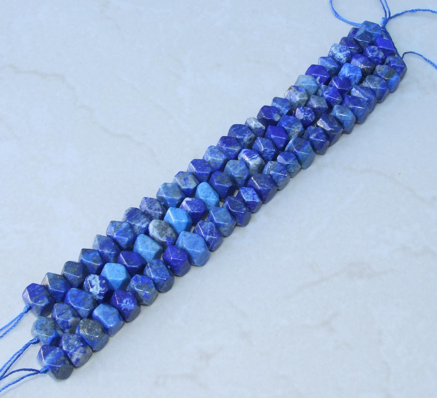 Lapis Lazuli Faceted Nugget, Lapis Pendant, Lapis Nugget, Gemstone Beads, Lapis Bead, Loose Jewelry Stones, Half Strand - 12mm x 8mm - 14 - EDGBeadsandGems