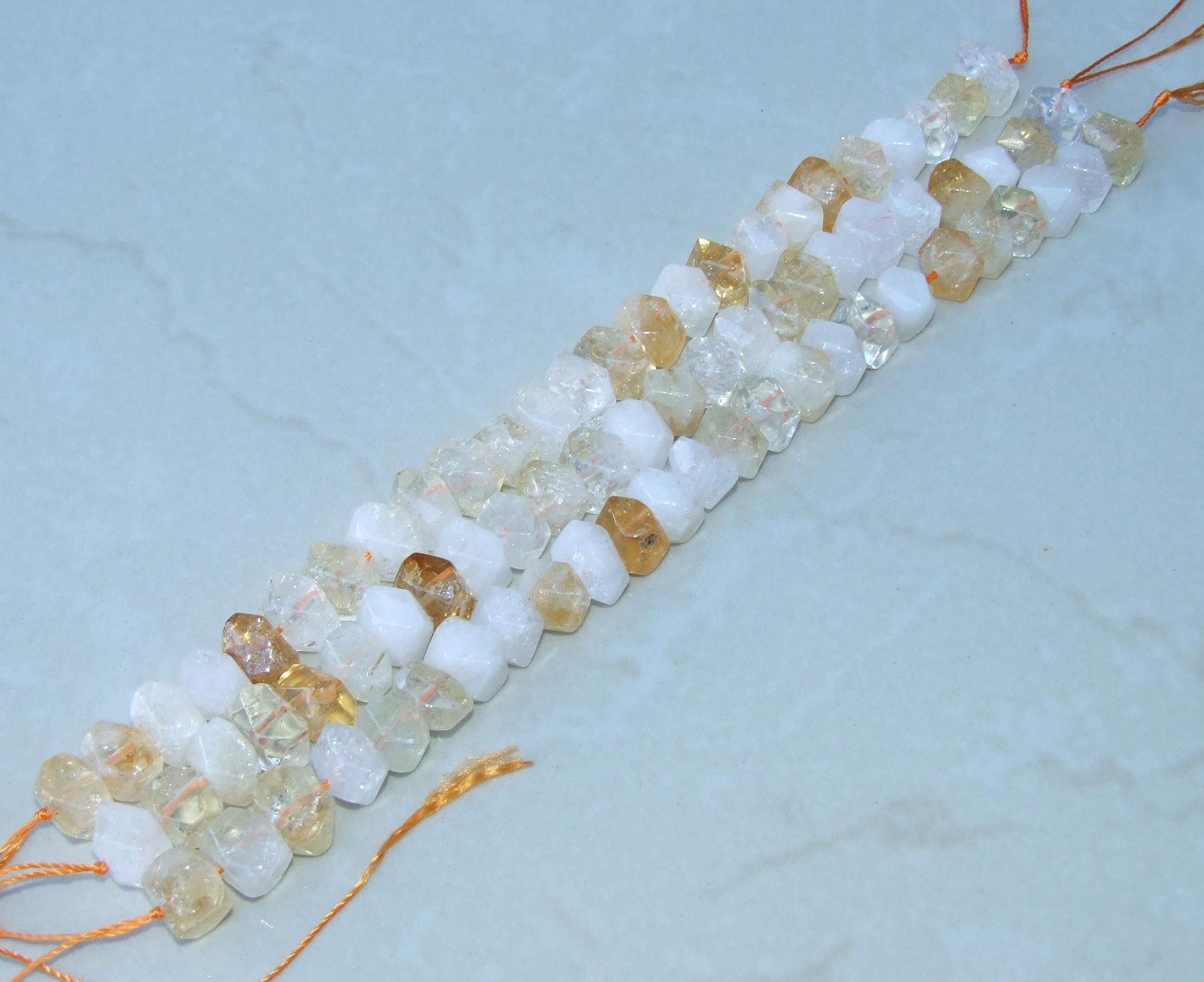 Citrine and Quartz Faceted Nugget, Polished Citrine Beads, Gemstone Beads, Jewelry Stones, Citrine Jewelry, Half Strand - 12mm x 8mm - 24 - EDGBeadsandGems