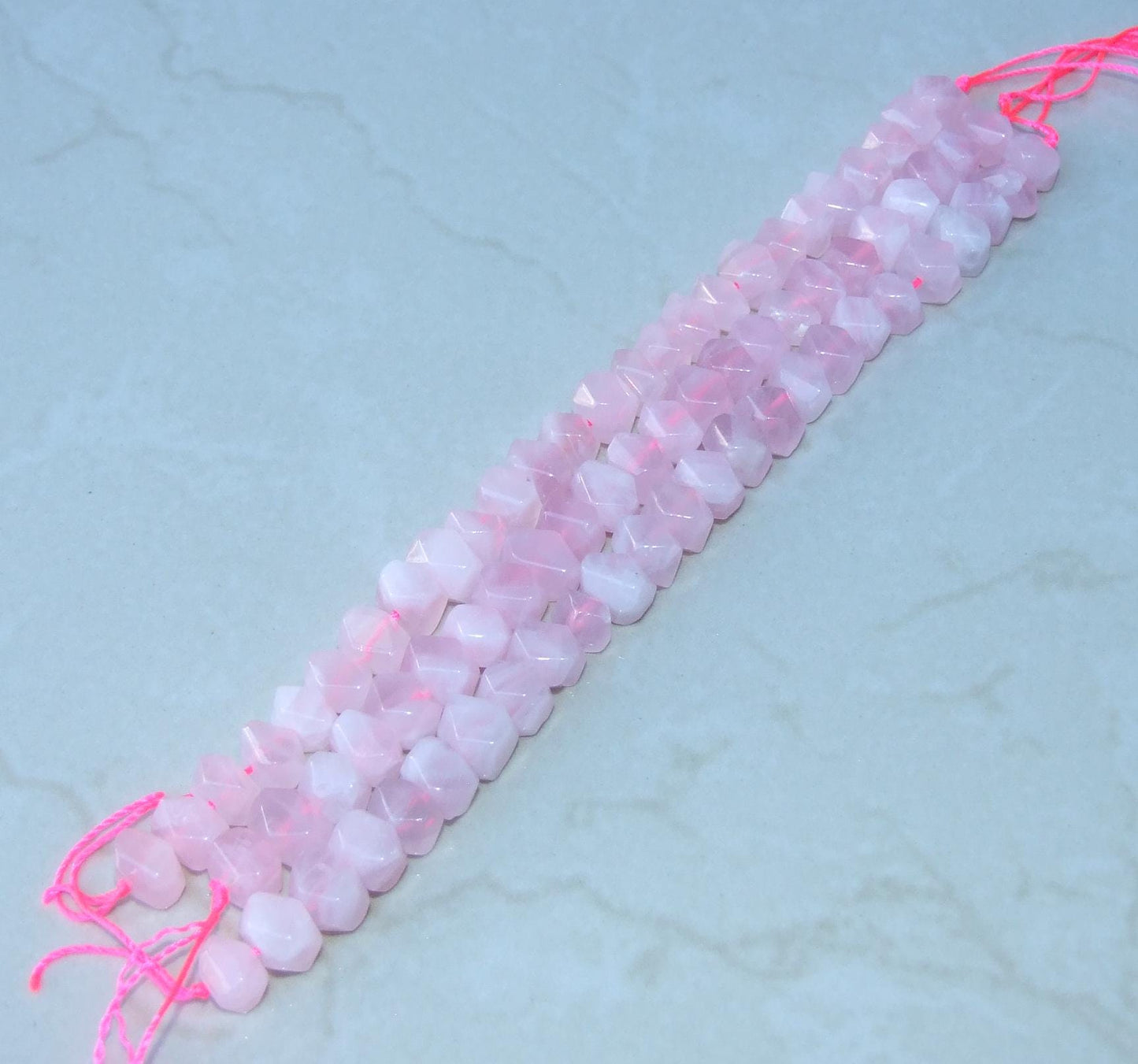 Rose Quartz Faceted Nugget, Gemstone Beads, Polished Rose Quartz Bead, Half Strand, Cross Drilled, Loose Stones, Quartz Necklace 15mm x 20mm - EDGBeadsandGems