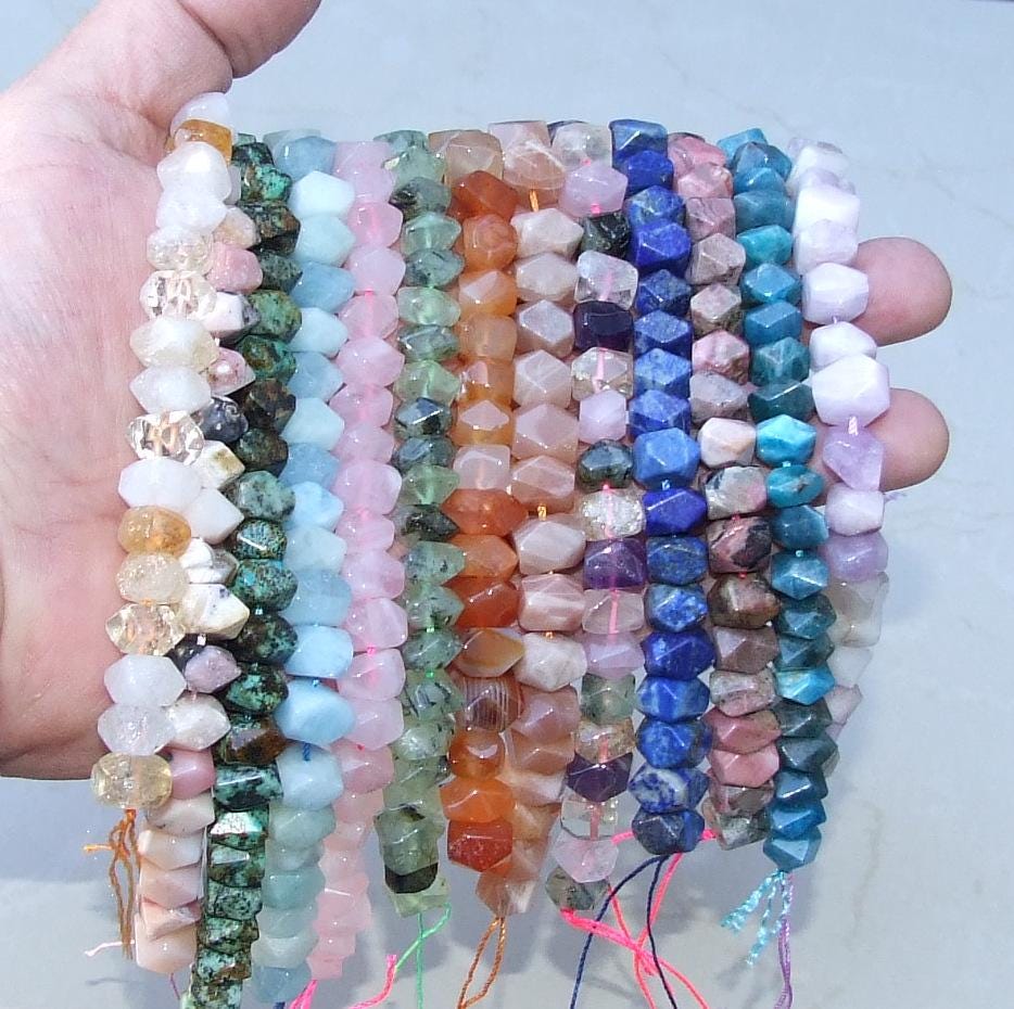 Aquamarine Faceted Nugget - Aquamarine Nugget - Gemstone Beads - Polished Aquamarine - Pendant - Half Strand 12mm x 8mm - 19 - EDGBeadsandGems