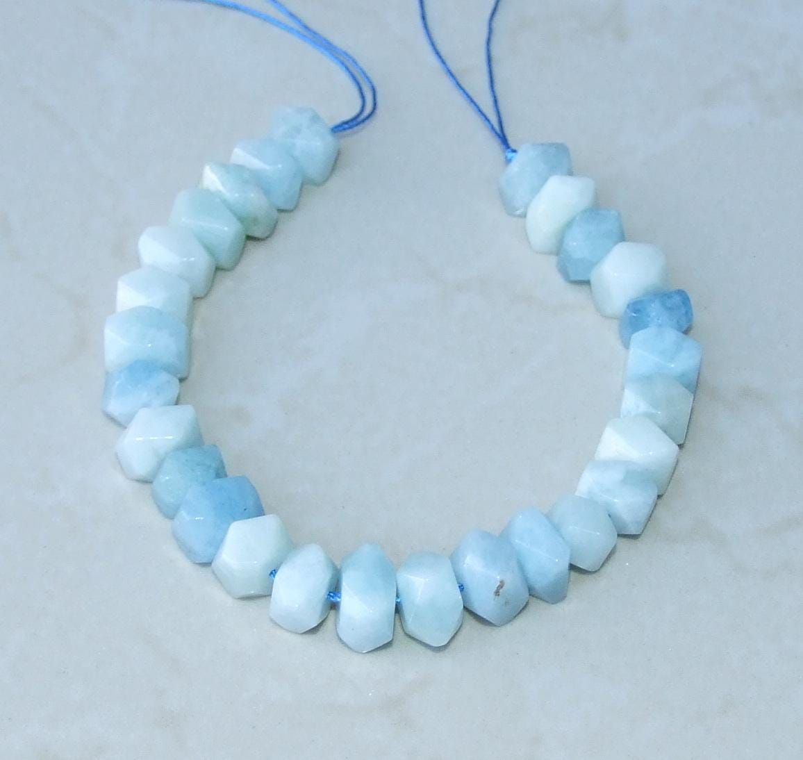 Aquamarine Faceted Nugget - Aquamarine Nugget - Gemstone Beads - Polished Aquamarine - Pendant - Half Strand 12mm x 8mm - 19 - EDGBeadsandGems