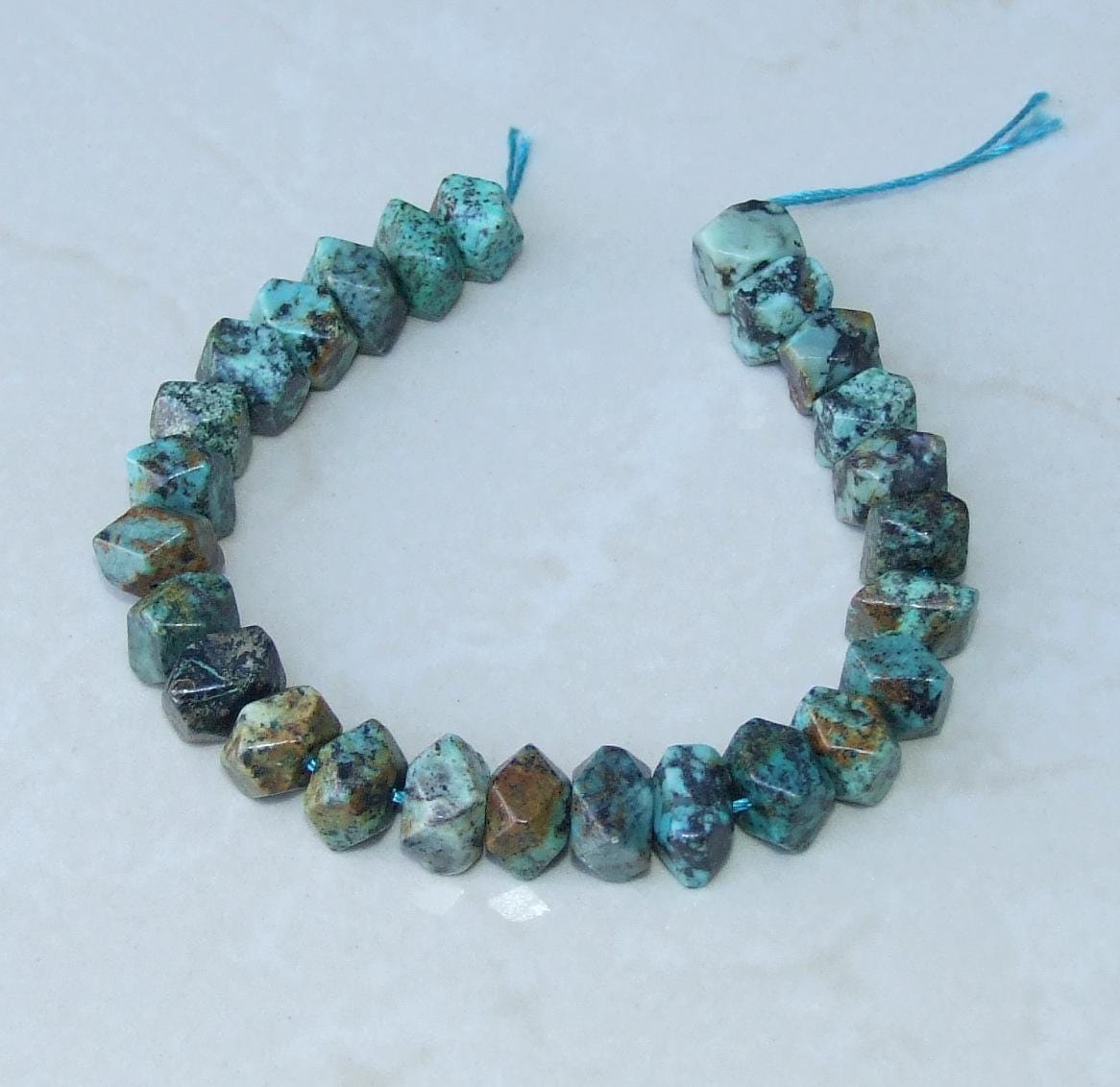 African Turquoise Faceted Nugget, Gemstone Pendant, Gemstone Beads, Jewelry Stones, African Turquoise Beads, Half Strand, 12mm x 8mm - 16 - EDGBeadsandGems