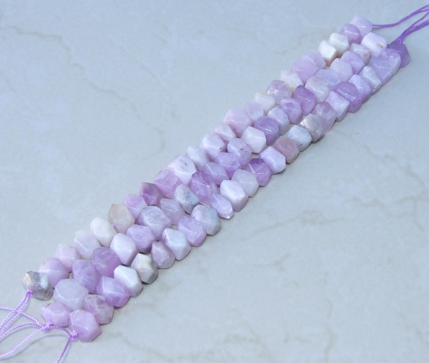 Natural Kunzite Faceted Nuggets, Gemstone Beads, Jewelry Stones, Lavender Kunzite Bead, Half Strand, Center Drilled - 12mm x 8mm - 08 - EDGBeadsandGems
