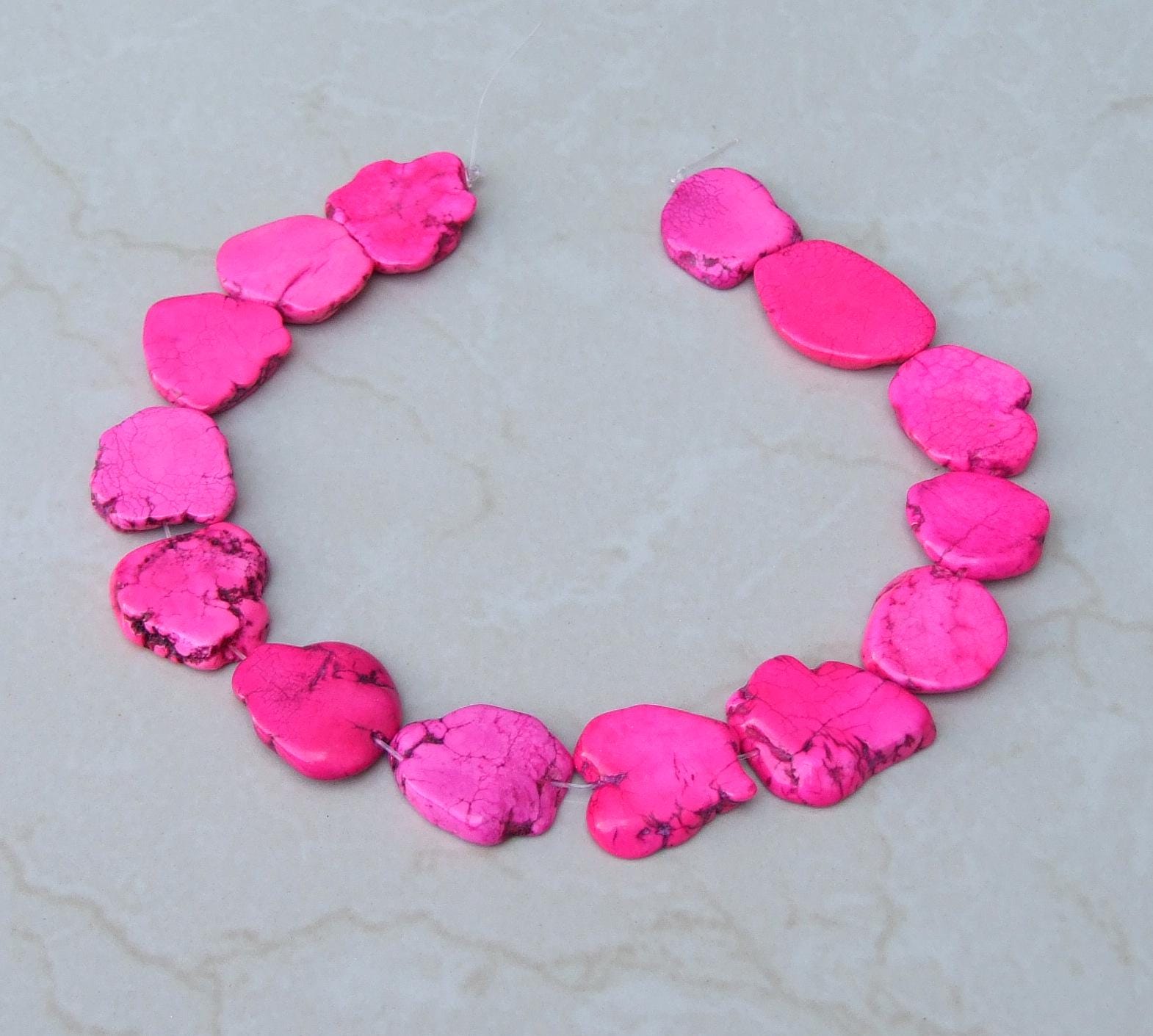 Pink Magnesite Beads, Magnesite Nuggets Beads Slabs, Howlite Beads, Slab Gemstone, Howlite Necklace, Loose Stones, Slabs - 25mm to 35+mm - EDGBeadsandGems