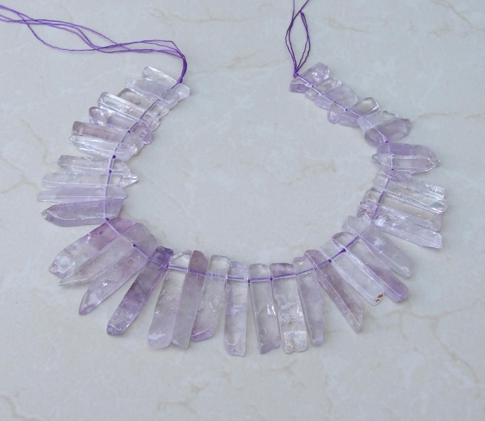 Light Lavender Amethyst Slice, Polished Natural Amethyst Beads, Natural Gemstone Slice, Amethyst Jewelry, Half Strand - 25mm to 50mm - A3 - EDGBeadsandGems