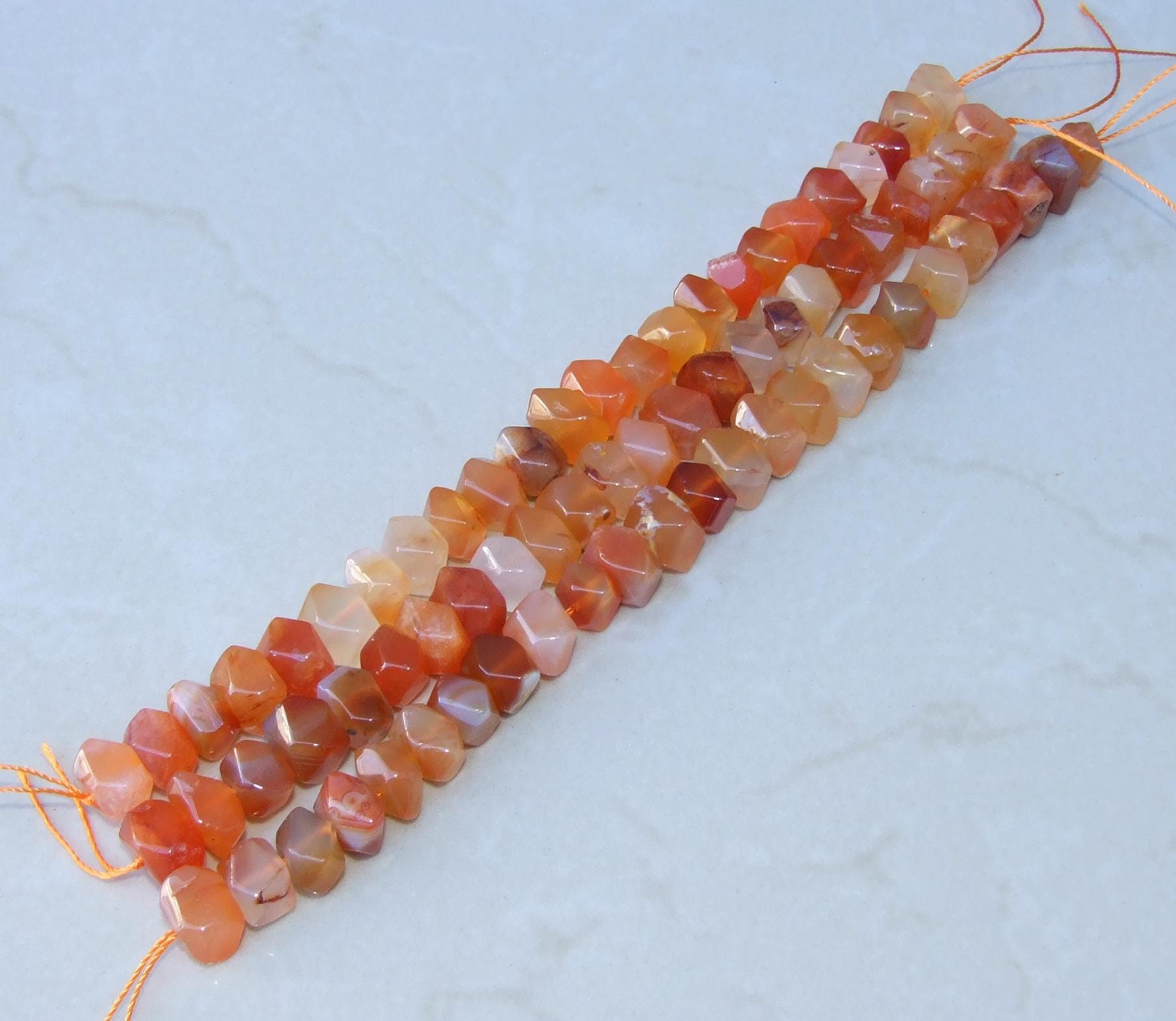 Red Botswana Agate Faceted Nugget, Gemstone Beads, Polished Botswana Agate Bead, Half Strand, Small Loose Stones, 12mm x 8mm - 06 - EDGBeadsandGems