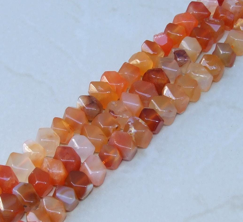 Red Botswana Agate Faceted Nugget, Gemstone Beads, Polished Botswana Agate Bead, Half Strand, Small Loose Stones, 12mm x 8mm - 06 - EDGBeadsandGems