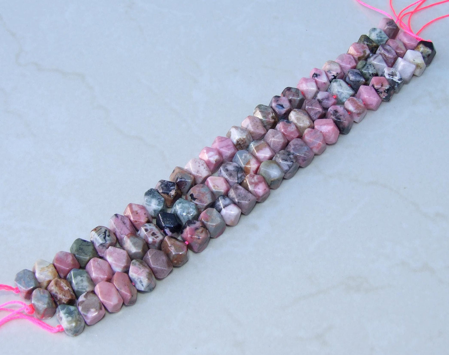 Rhodonite Faceted Nugget, Rhodonite Pendant, Small Gemstone Beads, Jewelry Stones, Rhodonite Beads, Half Strand, 12mm x 8mm - 20 - EDGBeadsandGems