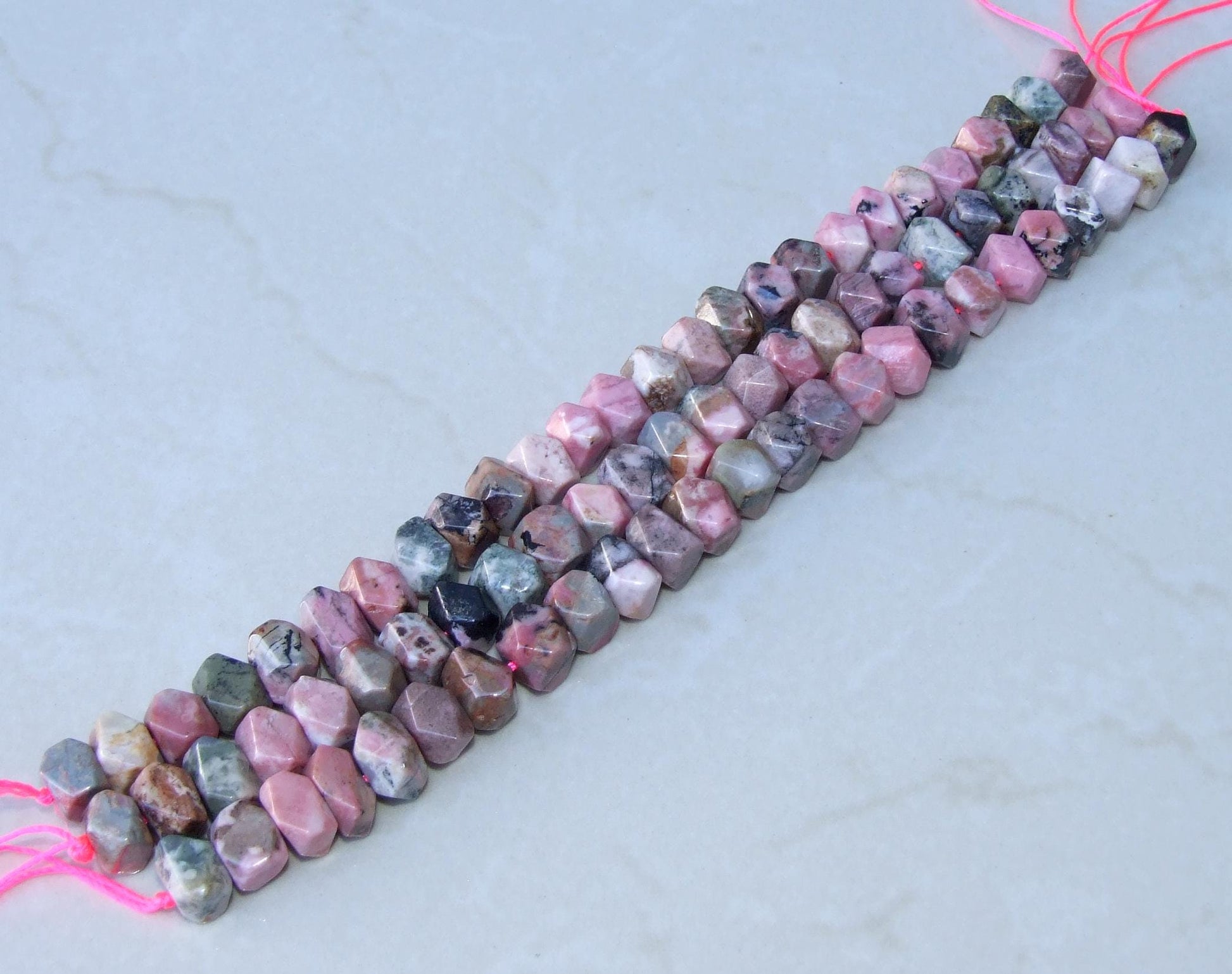 Rhodonite Faceted Nugget, Rhodonite Pendant, Small Gemstone Beads, Jewelry Stones, Rhodonite Beads, Half Strand, 12mm x 8mm - 20 - EDGBeadsandGems