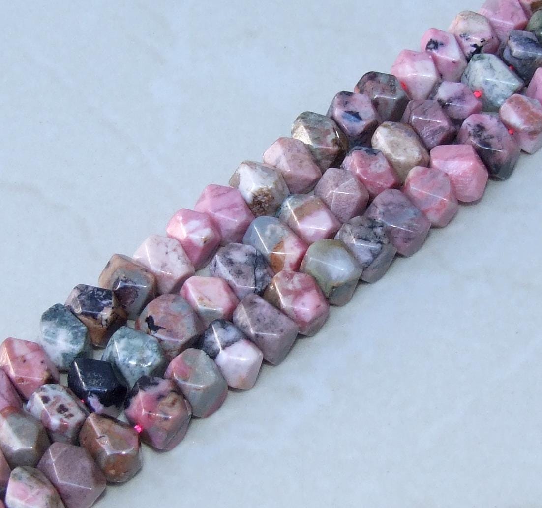 Rhodonite Faceted Nugget, Rhodonite Pendant, Small Gemstone Beads, Jewelry Stones, Rhodonite Beads, Half Strand, 12mm x 8mm - 20 - EDGBeadsandGems