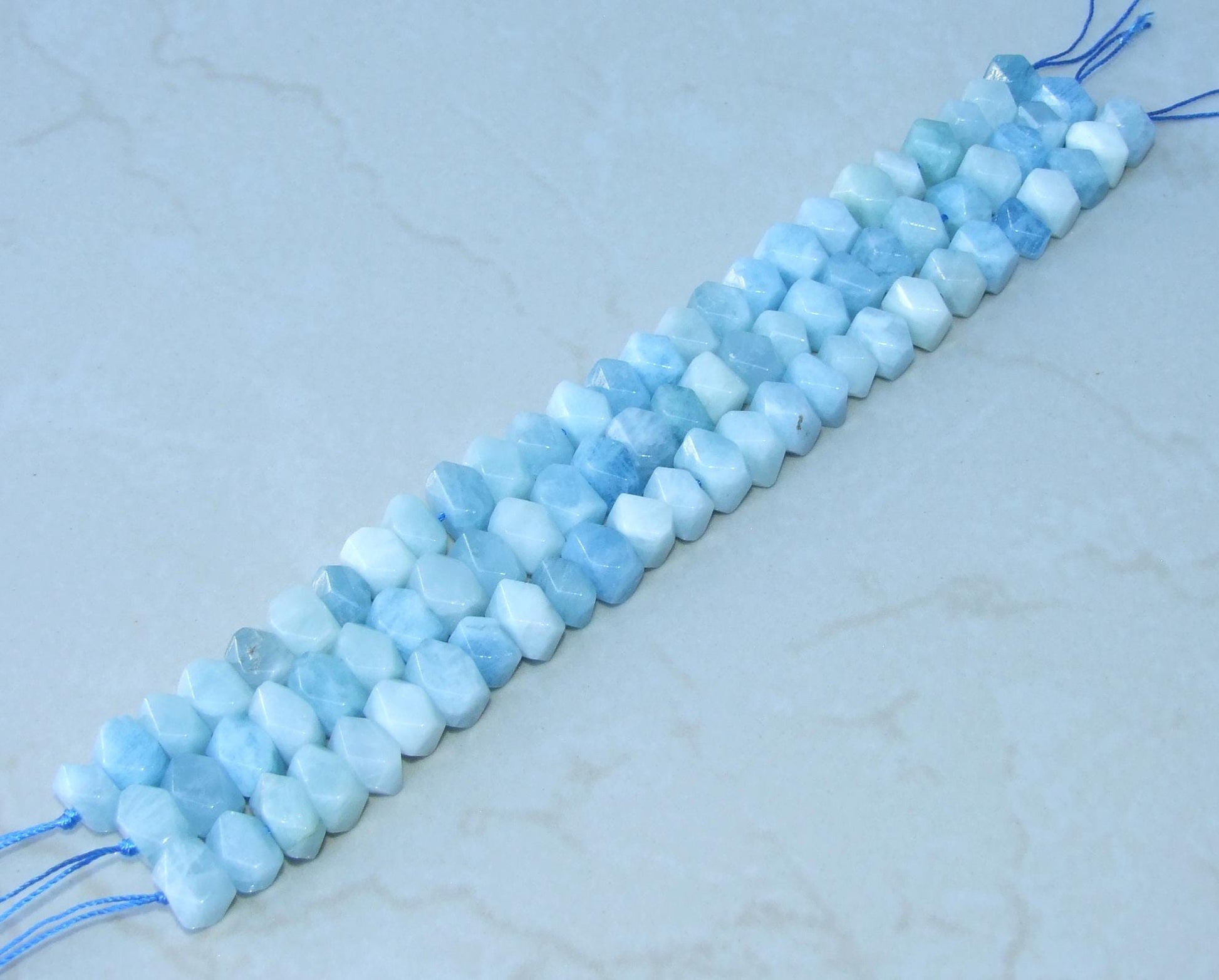 Aquamarine Faceted Nugget - Aquamarine Nugget - Gemstone Beads - Polished Aquamarine - Pendant - Half Strand 12mm x 8mm - 19 - EDGBeadsandGems