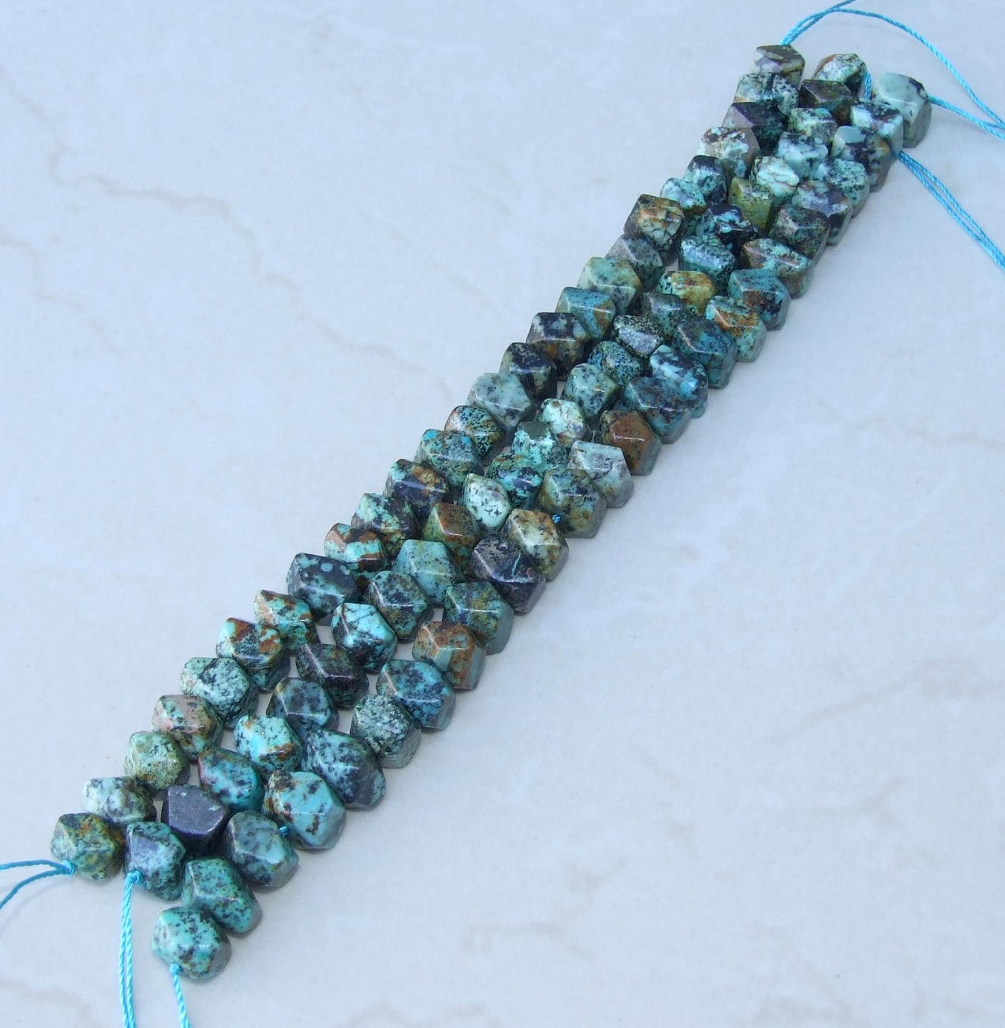 African Turquoise Faceted Nugget, Gemstone Pendant, Gemstone Beads, Jewelry Stones, African Turquoise Beads, Half Strand, 12mm x 8mm - 16 - EDGBeadsandGems