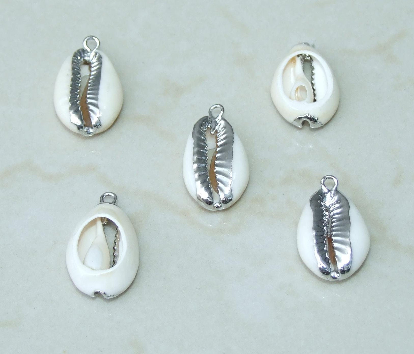 4 Gold Plated Cowrie Shell Pendants, Shell Charm, Cowrie Shell Necklace, Seashell Necklace, Beach Necklace, Seashell jewelry, 18-22mm, 4-19 - EDGBeadsandGems