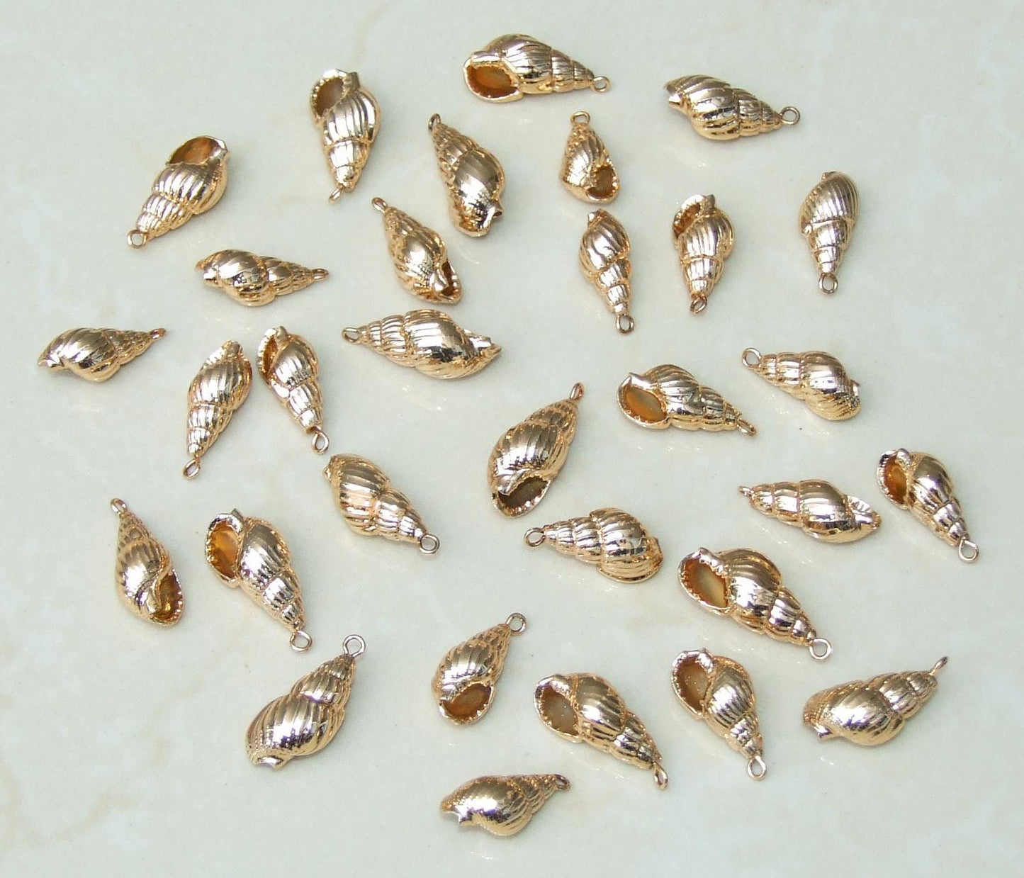 Gold Plated Sea Shell - Natural Sea Shell - Spiral Shell Pendant - Shell Bead - Gold Plated Shell - Seashell Pendant - 20-22mm, 111 - EDGBeadsandGems