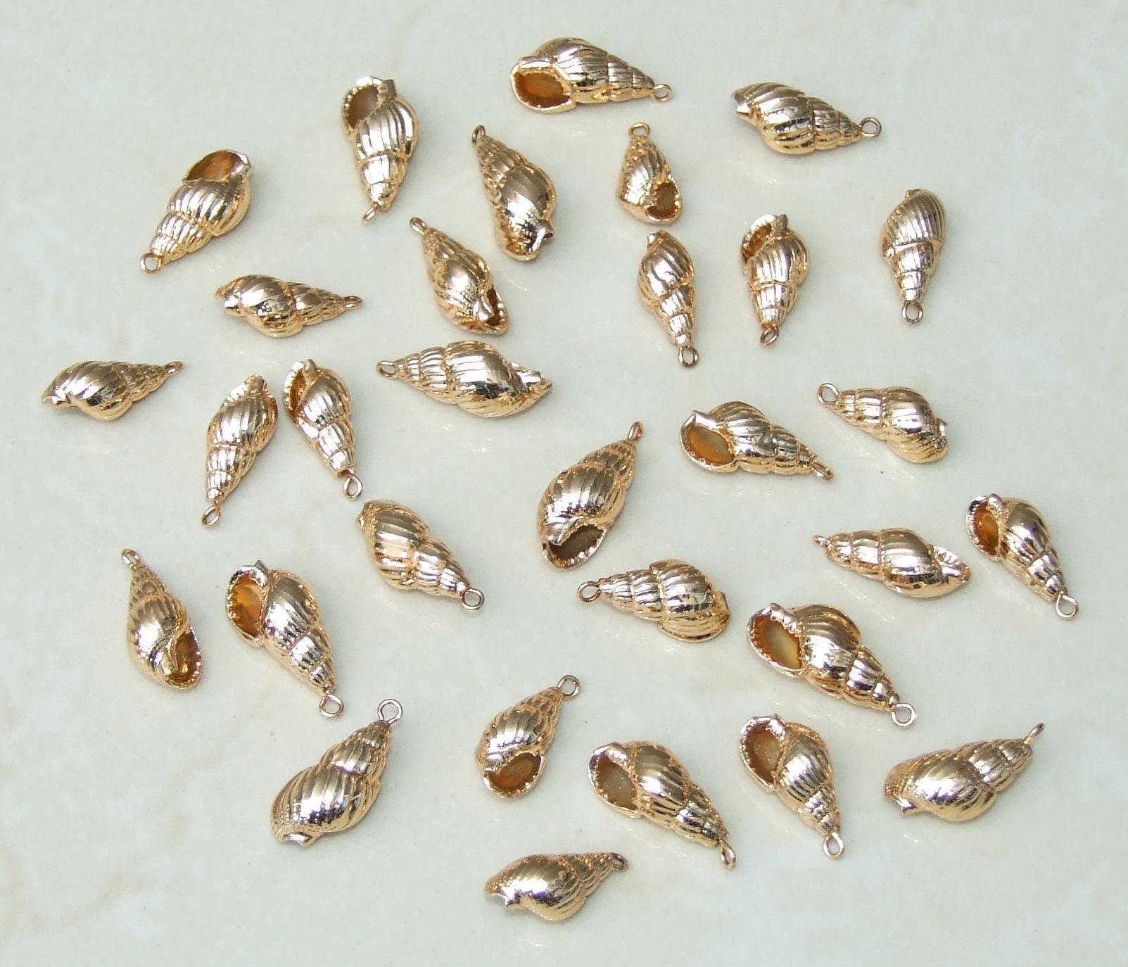 Gold Plated Sea Shell - Natural Sea Shell - Spiral Shell Pendant - Shell Bead - Gold Plated Shell - Seashell Pendant - 20-22mm, 111 - EDGBeadsandGems