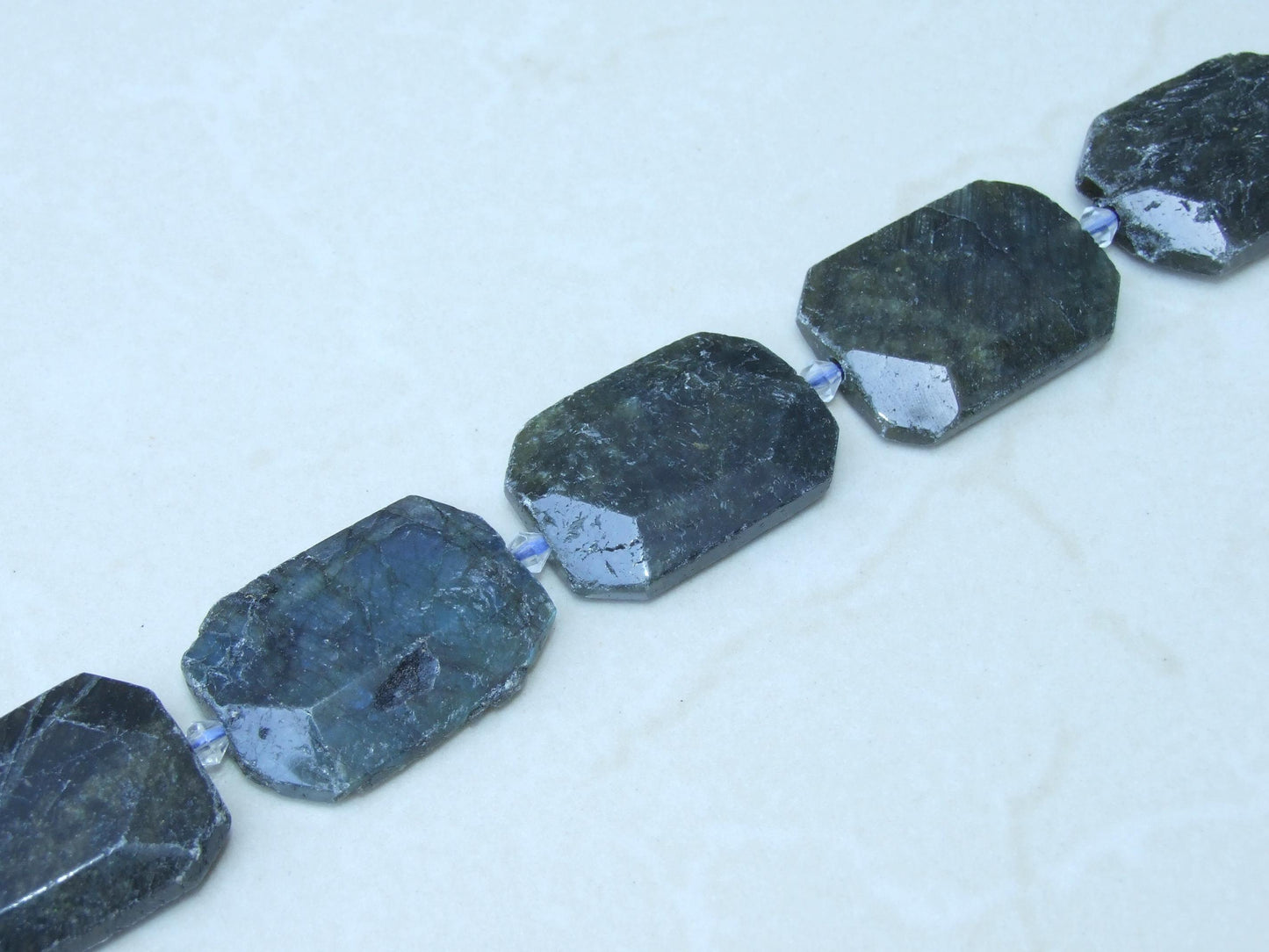 Labradorite Faceted Slab Beads, Half Strand, Gemstone Beads Pendants, 25mm x 35mm - EDGBeadsandGems