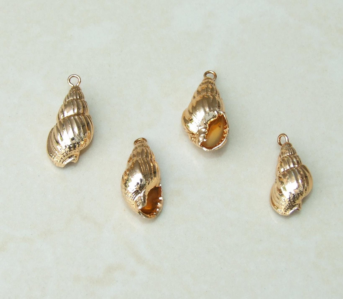 Gold Plated Sea Shell - Natural Sea Shell - Spiral Shell Pendant - Shell Bead - Gold Plated Shell - Seashell Pendant - 20-22mm, 111 - EDGBeadsandGems