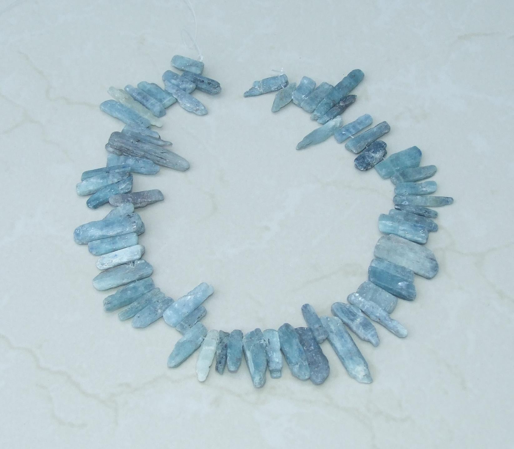 Blue Gray Kyanite Slice Beads, Natural Kyanite Slice, Kyanite Pendants, Gemstone Beads, Kyanite Jewelry, Full 15 inch Strand - 40+mm / 60+mm - EDGBeadsandGems
