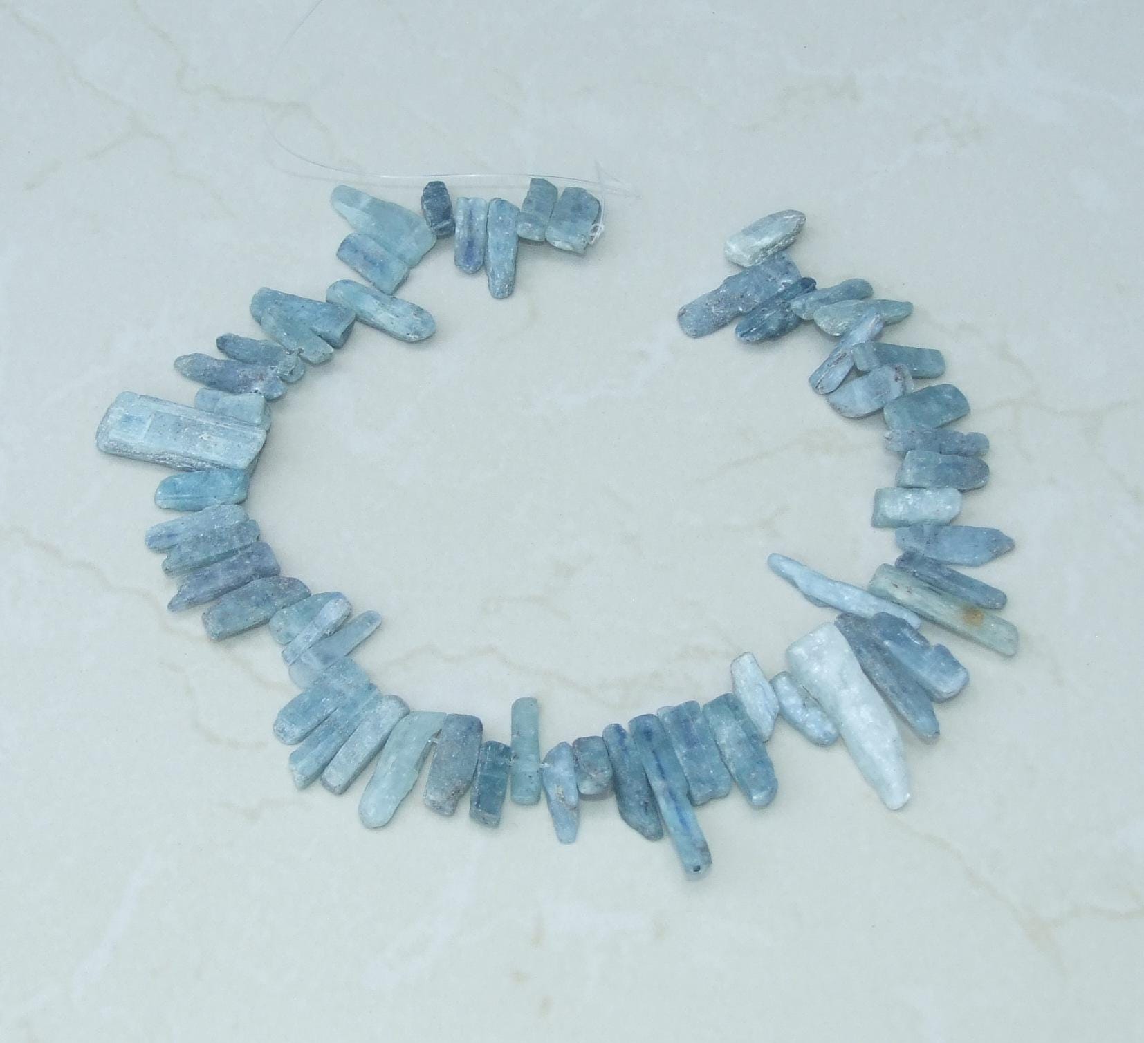 Blue Gray Kyanite Slice Beads, Natural Kyanite Slice, Kyanite Pendants, Gemstone Beads, Kyanite Jewelry, Full 15 inch Strand - 40+mm / 60+mm - EDGBeadsandGems