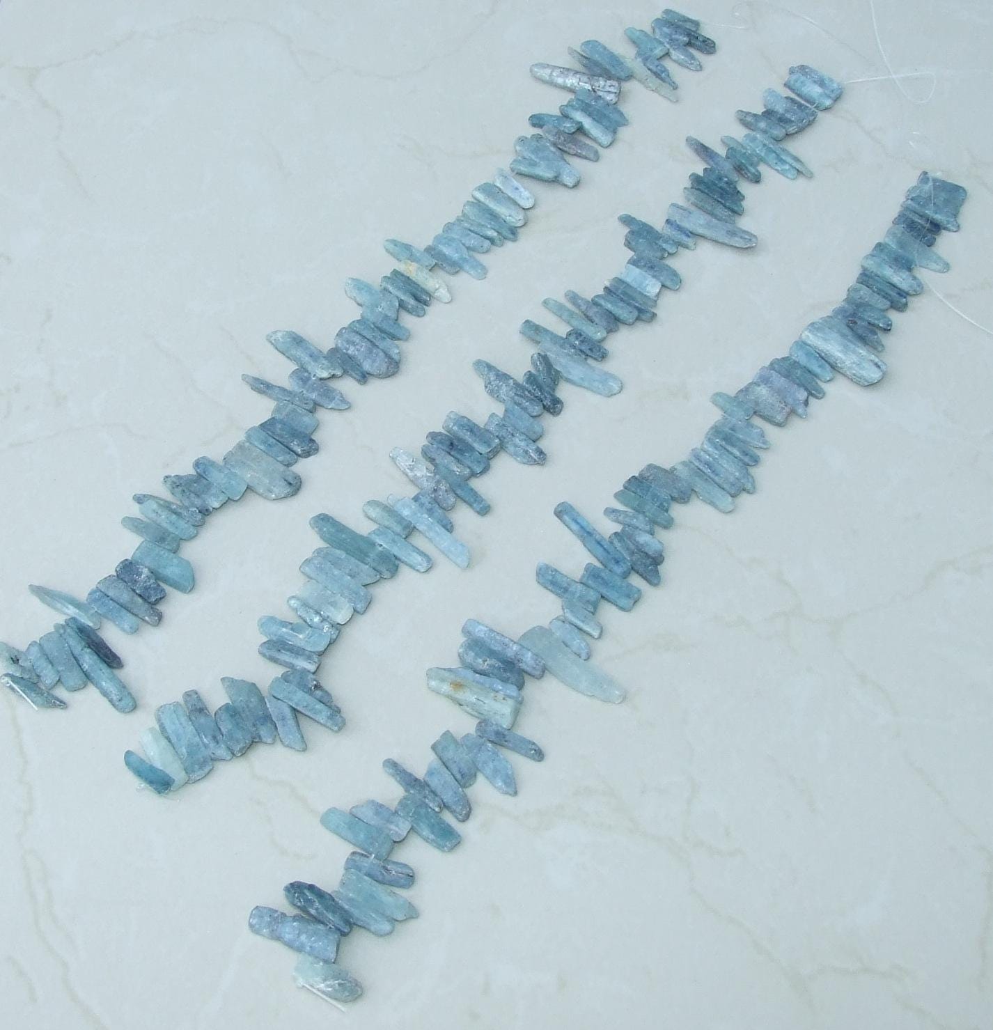 Blue Gray Kyanite Slice Beads, Natural Kyanite Slice, Kyanite Pendants, Gemstone Beads, Kyanite Jewelry, Full 15 inch Strand - 40+mm / 60+mm - EDGBeadsandGems