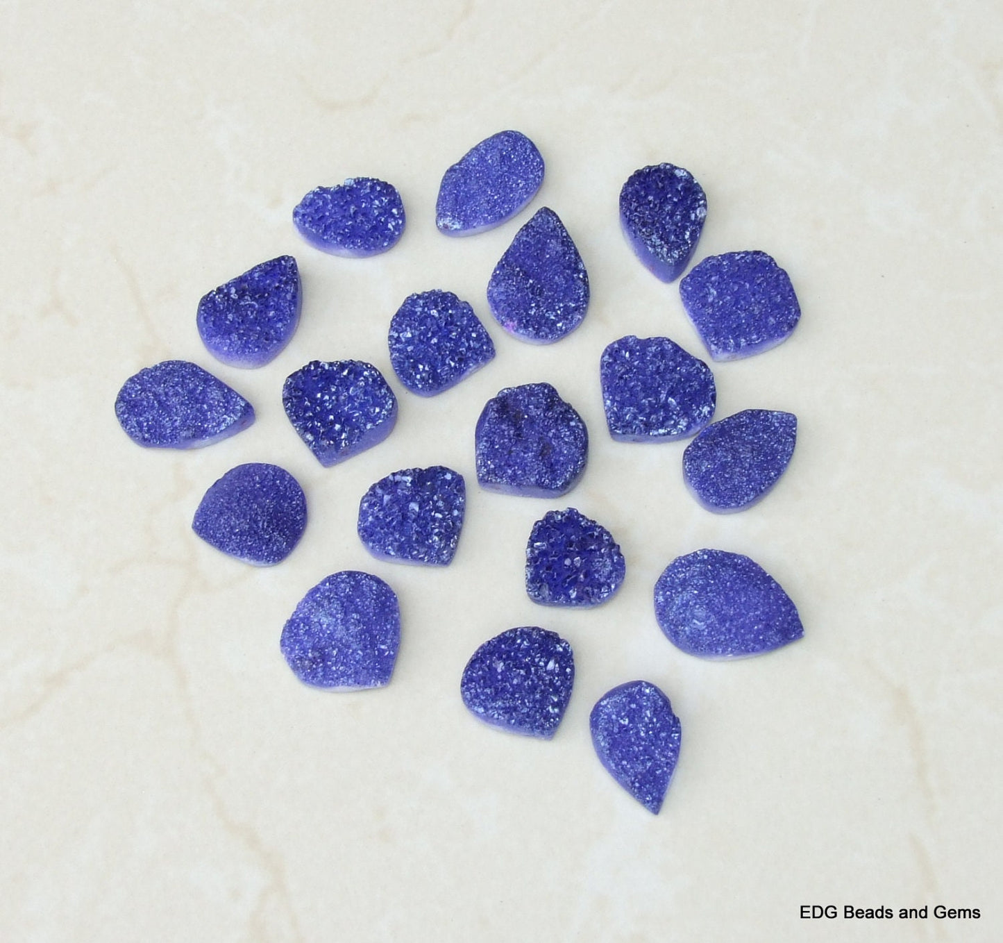 Purple Titanium Druzy - Agate Teardrop Titanium Quartz Druzy - 20mm x 25mm - EDGBeadsandGems
