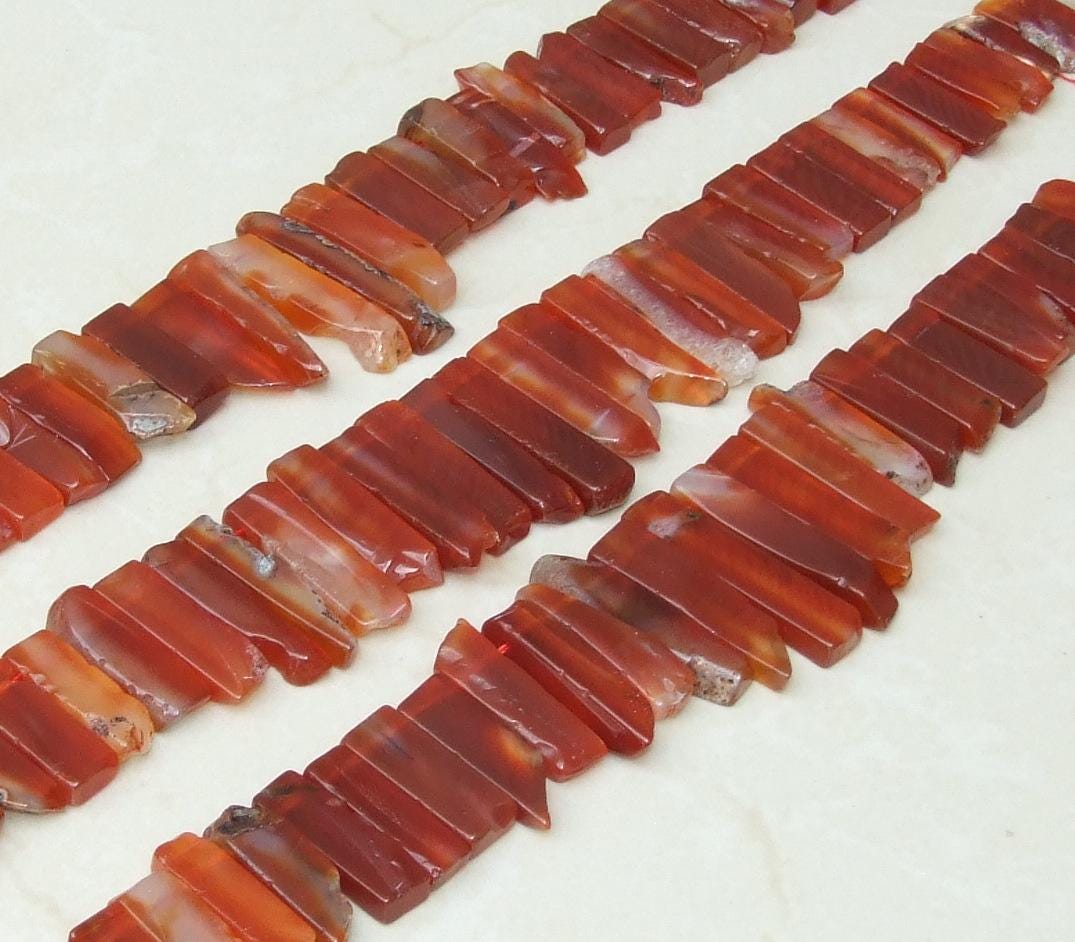 Carnelian Slice, Carnelian Beads, Carnelian Slice, Gemstone Beads, Carnelian Jewelry, Polished Pendant, Half Strand - 20mm to 40+mm C-1 - EDGBeadsandGems