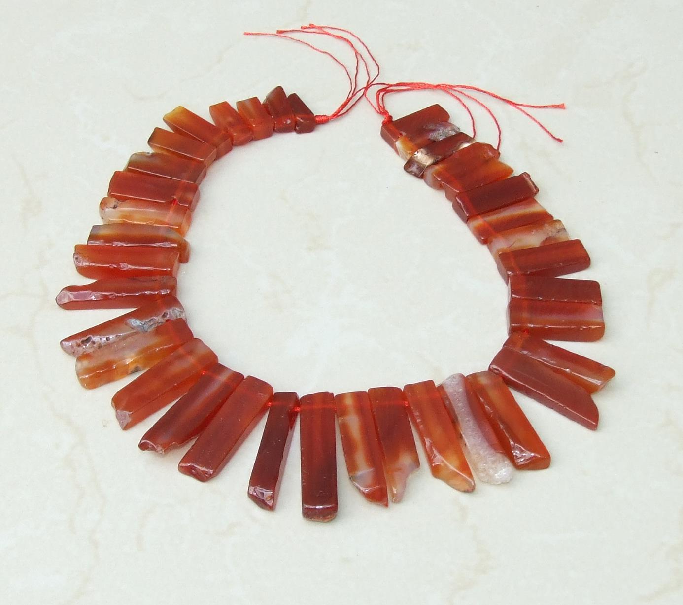 Carnelian Slice, Carnelian Beads, Carnelian Slice, Gemstone Beads, Carnelian Jewelry, Polished Pendant, Half Strand - 20mm to 40+mm C-1 - EDGBeadsandGems