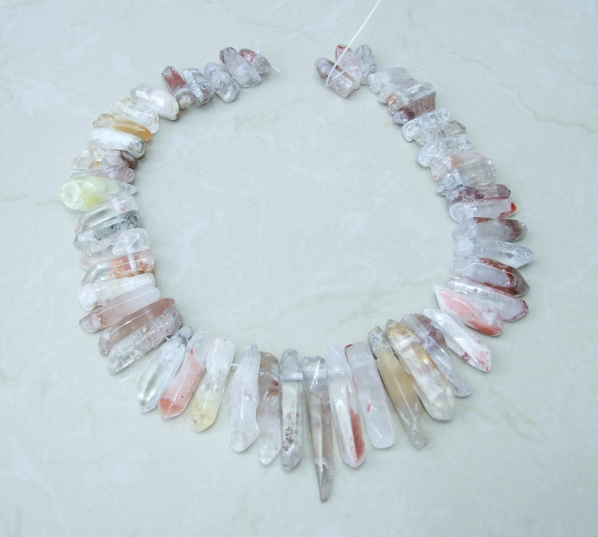 Polished Garden Quartz, Lodolite Quartz, Phantom Quartz, Quartz Strand, Crystals Points, Natural Quartz Points, Gemstone, Graduated 20-40mm - EDGBeadsandGems