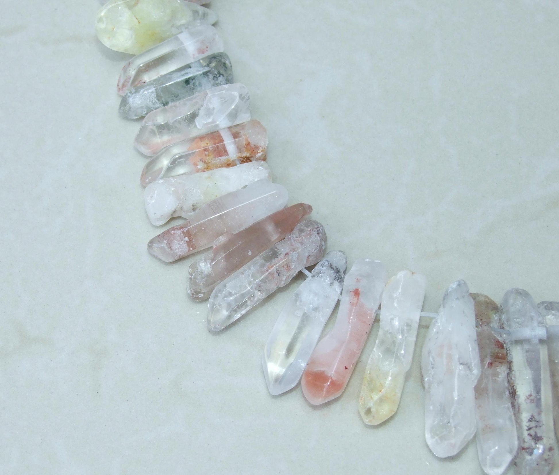 Polished Garden Quartz, Lodolite Quartz, Phantom Quartz, Quartz Strand, Crystals Points, Natural Quartz Points, Gemstone, Graduated 20-40mm - EDGBeadsandGems