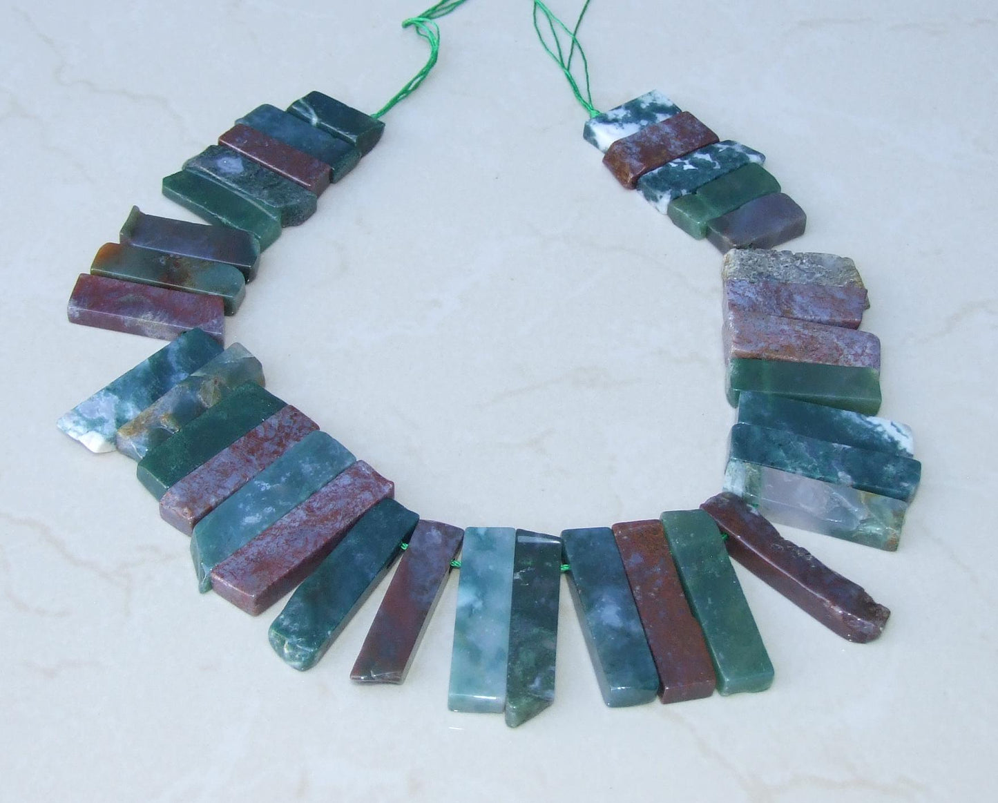 Fancy Jasper Slab Slice Stick Teeth, Graduated, Gemstone Beads, Polished, Gemstone Pendant, Loose Jewelry Stone, Half Strand - 25mm - 50mm - EDGBeadsandGems