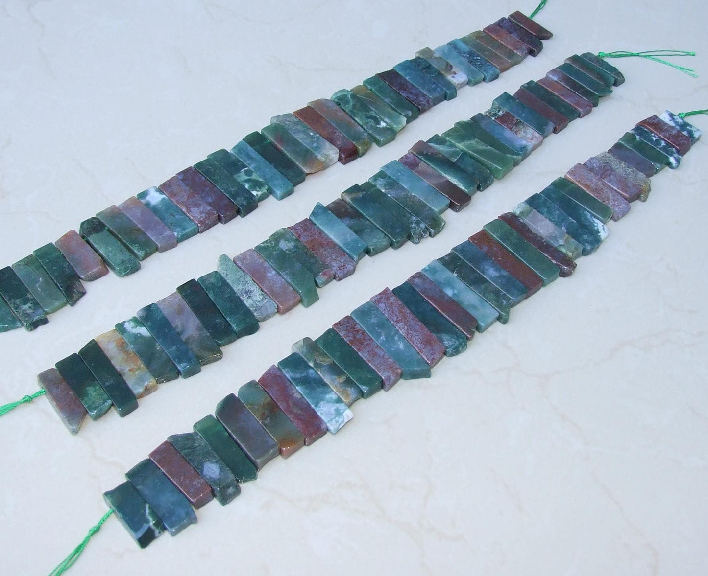 Fancy Jasper Slab Slice Stick Teeth, Graduated, Gemstone Beads, Polished, Gemstone Pendant, Loose Jewelry Stone, Half Strand - 25mm - 50mm - EDGBeadsandGems