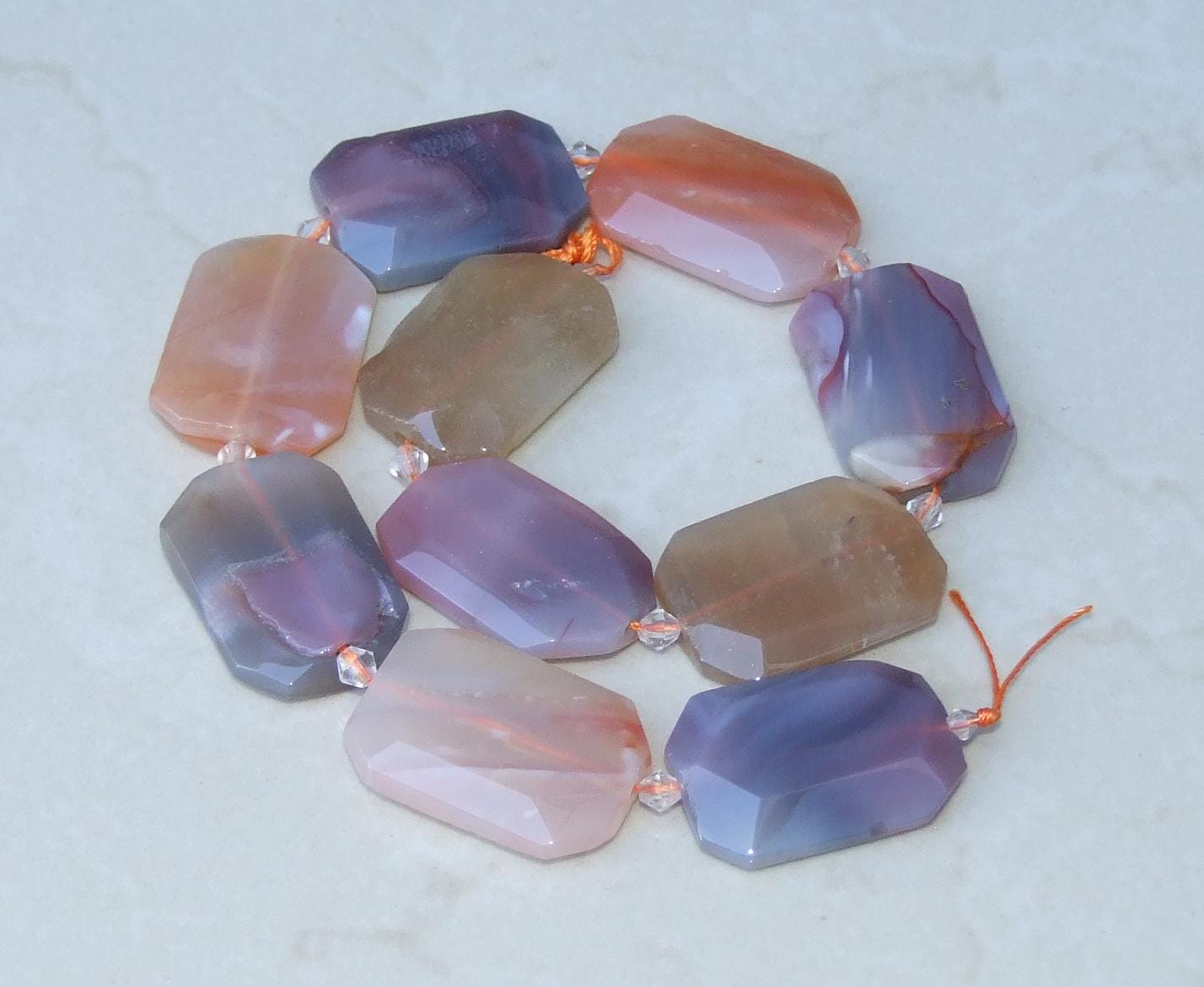 Red Agate Faceted Bead Strand, Natural 25mm X 35mm Emerald-Cut Stones, Center-Drilled Gemstone Strand for Jewelry Making & Healing - 8300 - EDGBeadsandGems