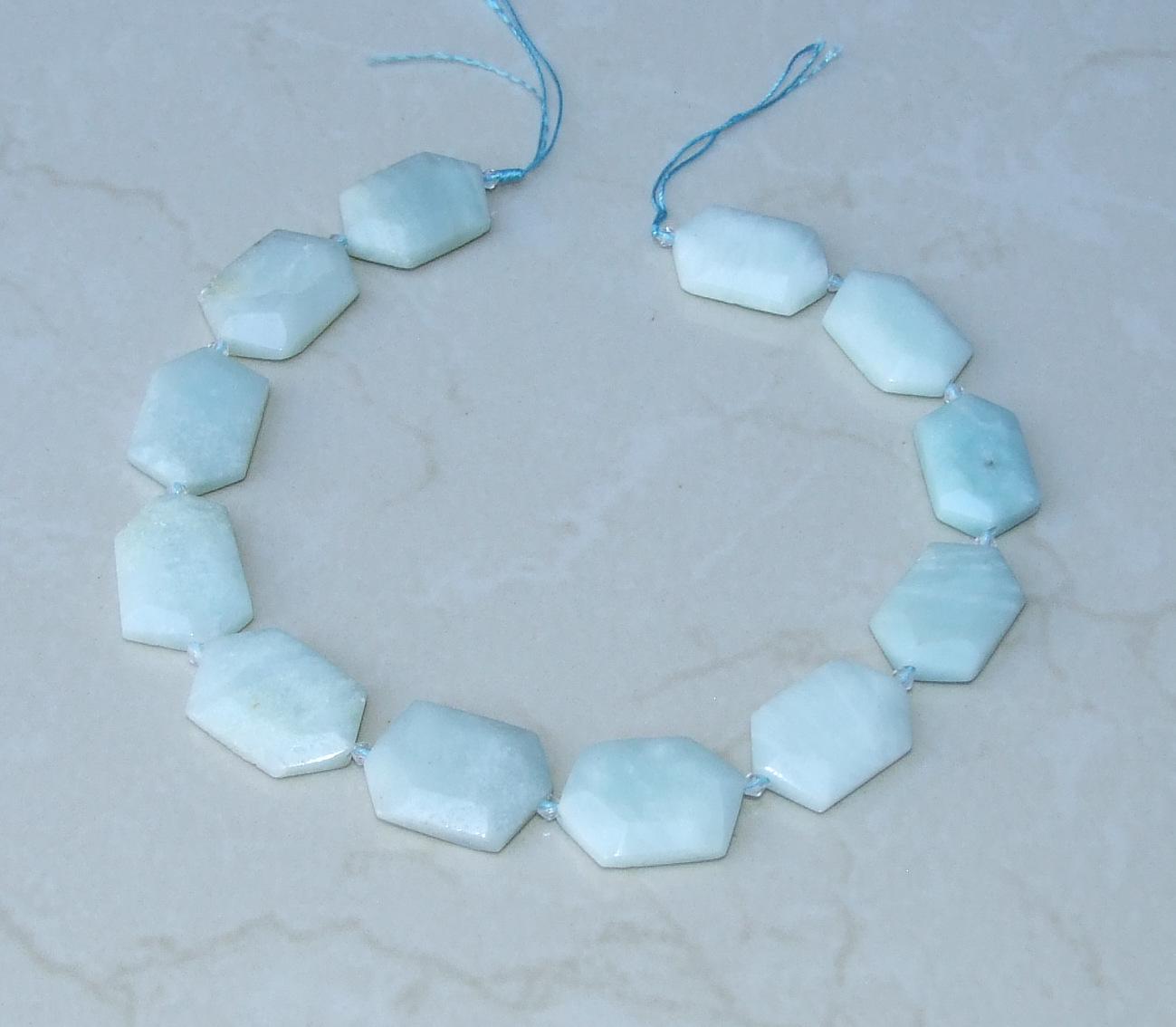 Amazonite Faceted Bead Strand, Natural 20mm X 30mm Point-Cut, Center-Drilled Gemstone Strand for Jewelry Making & Healing - 8318 - EDGBeadsandGems