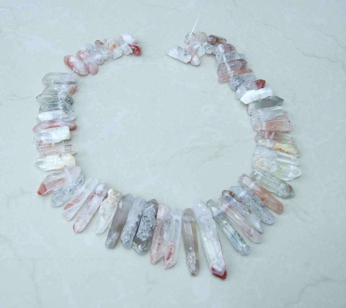 Polished Garden Quartz, Lodolite Quartz, Phantom Quartz, Quartz Strand, Crystals Points, Natural Quartz Points, Gemstone, Graduated 20-40mm - EDGBeadsandGems