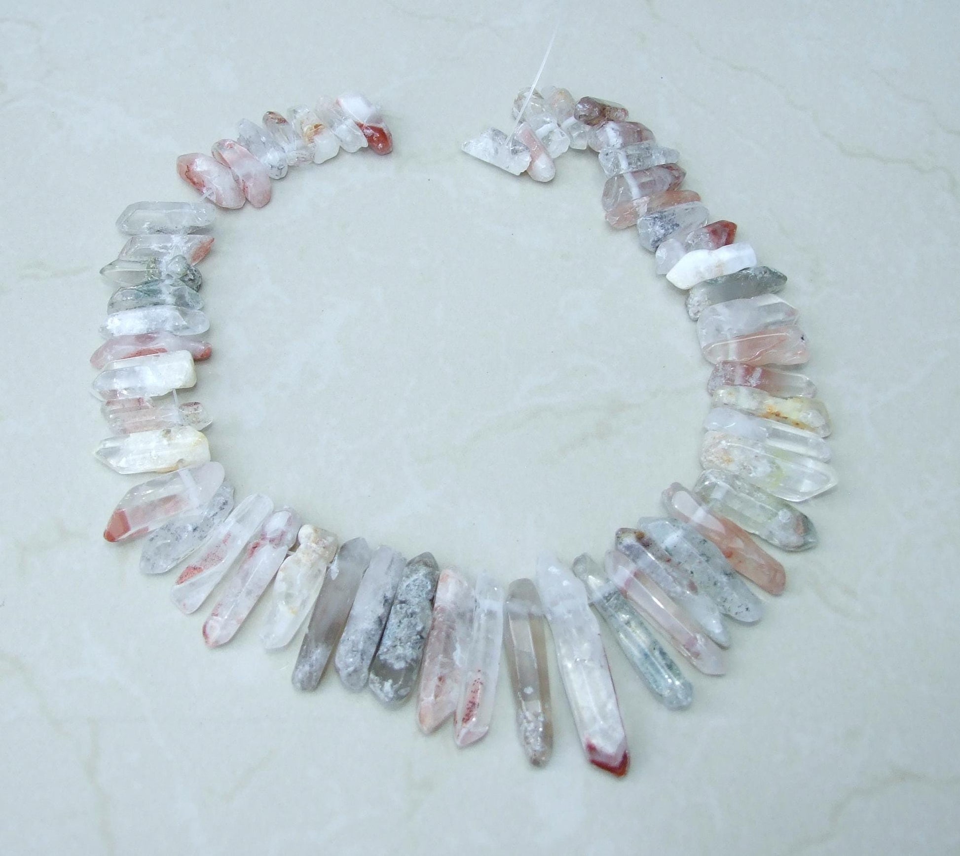 Polished Garden Quartz, Lodolite Quartz, Phantom Quartz, Quartz Strand, Crystals Points, Natural Quartz Points, Gemstone, Graduated 20-40mm - EDGBeadsandGems