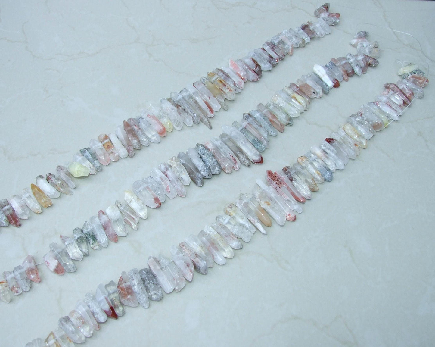Polished Garden Quartz, Lodolite Quartz, Phantom Quartz, Quartz Strand, Crystals Points, Natural Quartz Points, Gemstone, Graduated 20-40mm - EDGBeadsandGems