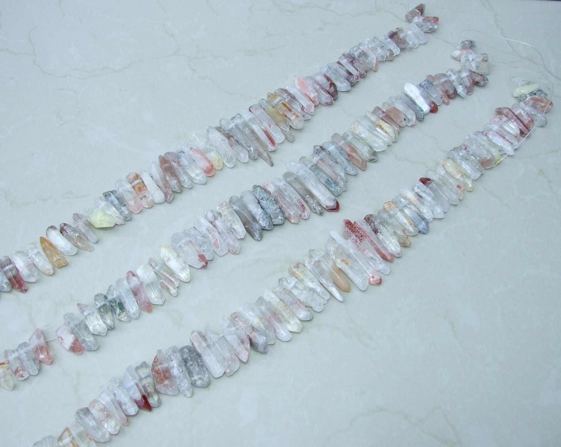 Polished Garden Quartz, Lodolite Quartz, Phantom Quartz, Quartz Strand, Crystals Points, Natural Quartz Points, Gemstone, Graduated 20-40mm - EDGBeadsandGems