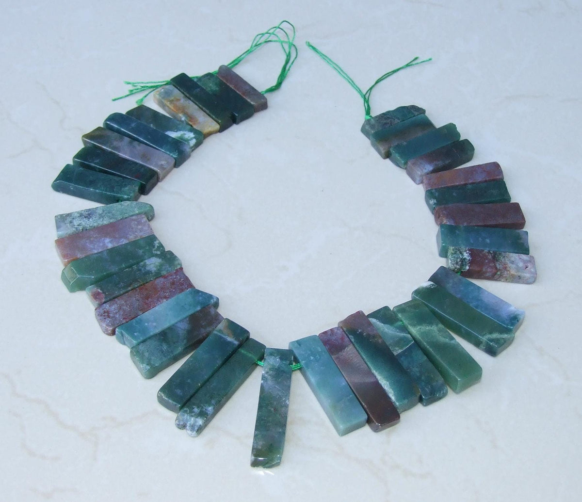 Fancy Jasper Slab Slice Stick Teeth, Graduated, Natural Gemstone Beads, Polished, Gemstone Pendant, Jewelry Stone, Half Strand - 25mm - 45mm - EDGBeadsandGems