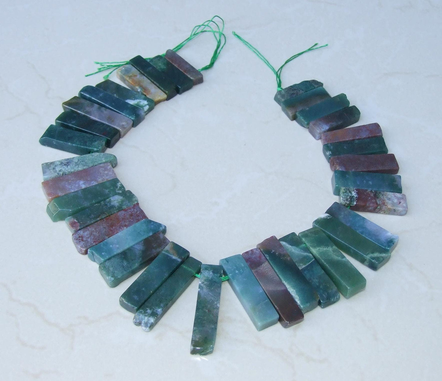 Fancy Jasper Slab Slice Stick Teeth, Graduated, Natural Gemstone Beads, Polished, Gemstone Pendant, Jewelry Stone, Half Strand - 25mm - 45mm - EDGBeadsandGems
