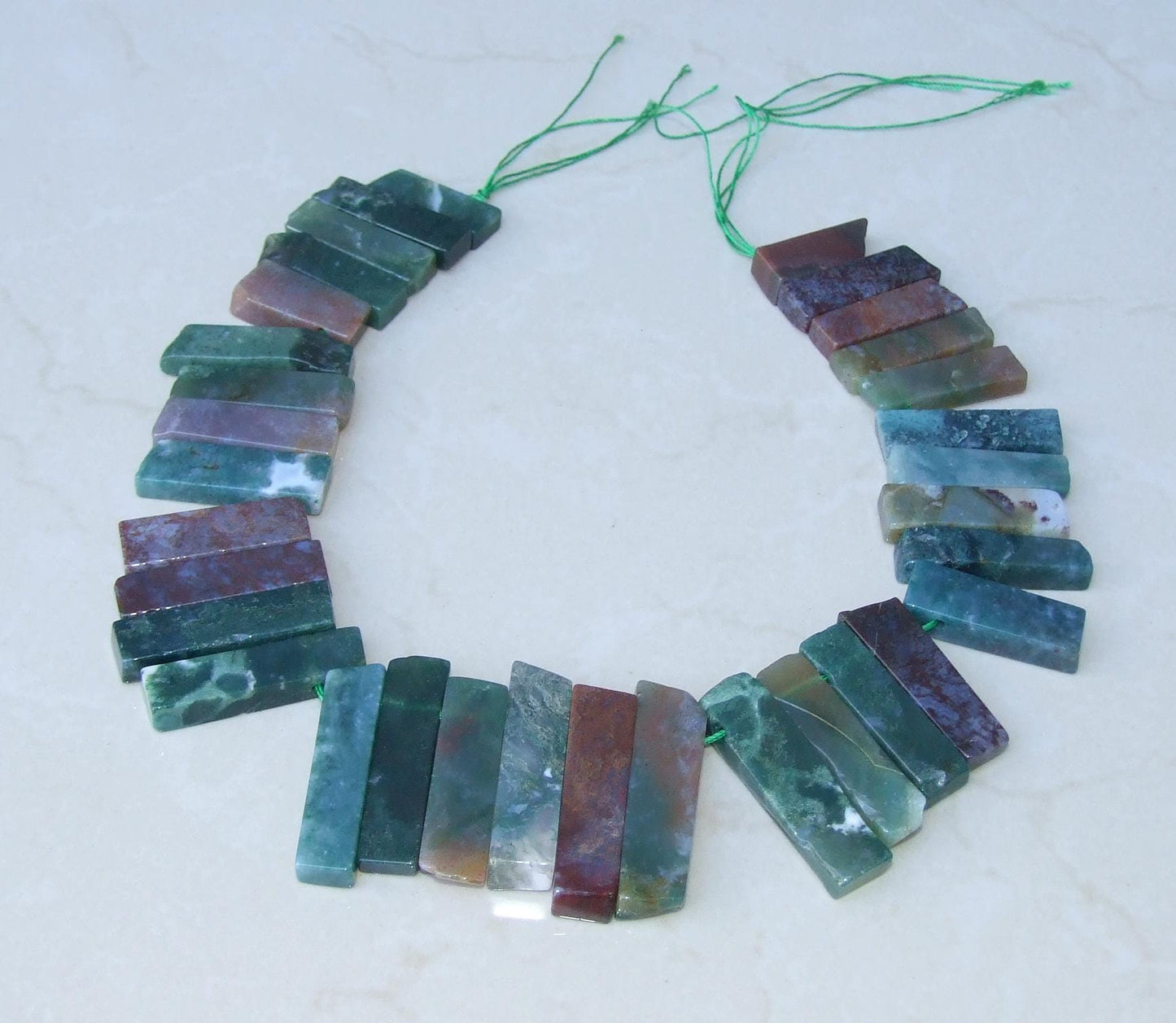 Fancy Jasper Slab Slice Stick Teeth, Graduated, Natural Gemstone Beads, Polished, Gemstone Pendant, Jewelry Stone, Half Strand - 25mm - 45mm - EDGBeadsandGems