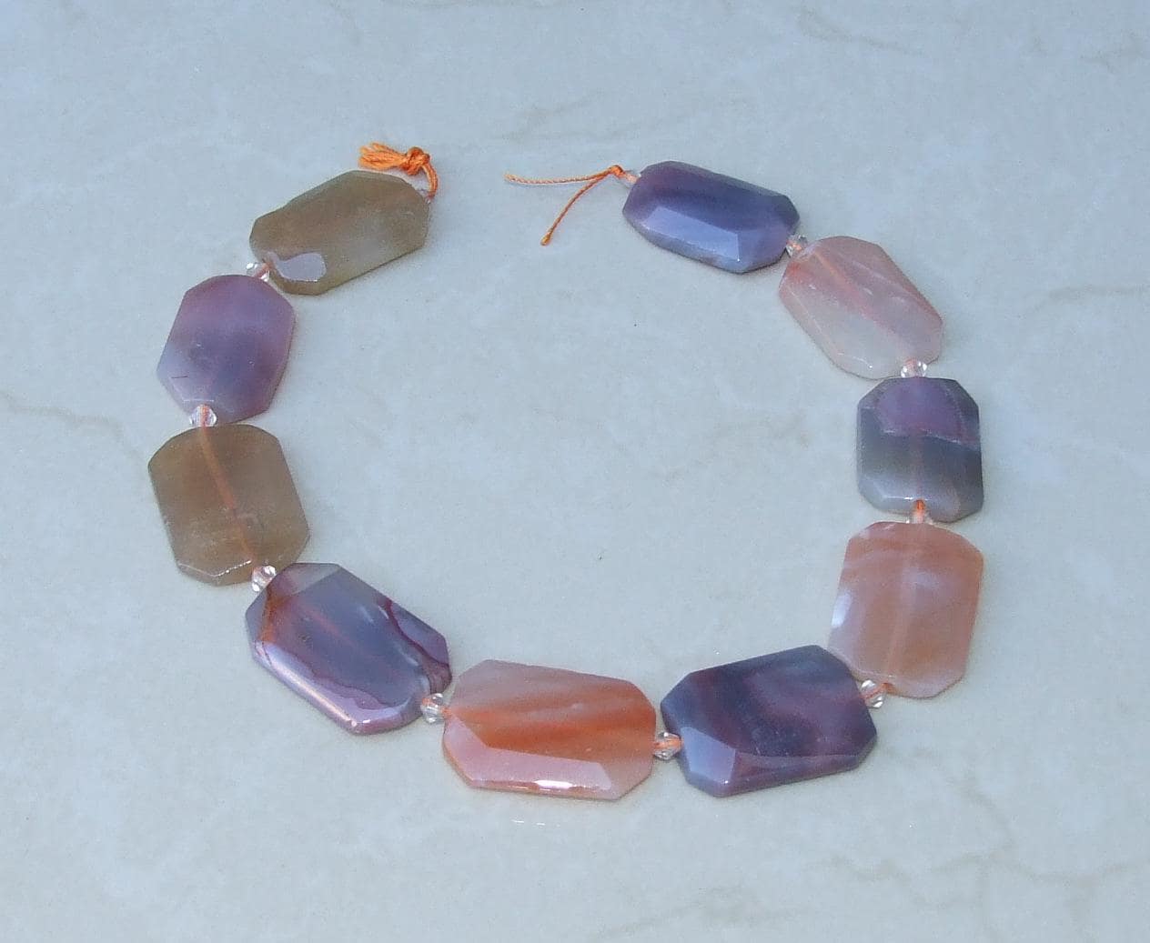 Red Agate Faceted Bead Strand, Natural 25mm X 35mm Emerald-Cut Stones, Center-Drilled Gemstone Strand for Jewelry Making & Healing - 8300 - EDGBeadsandGems