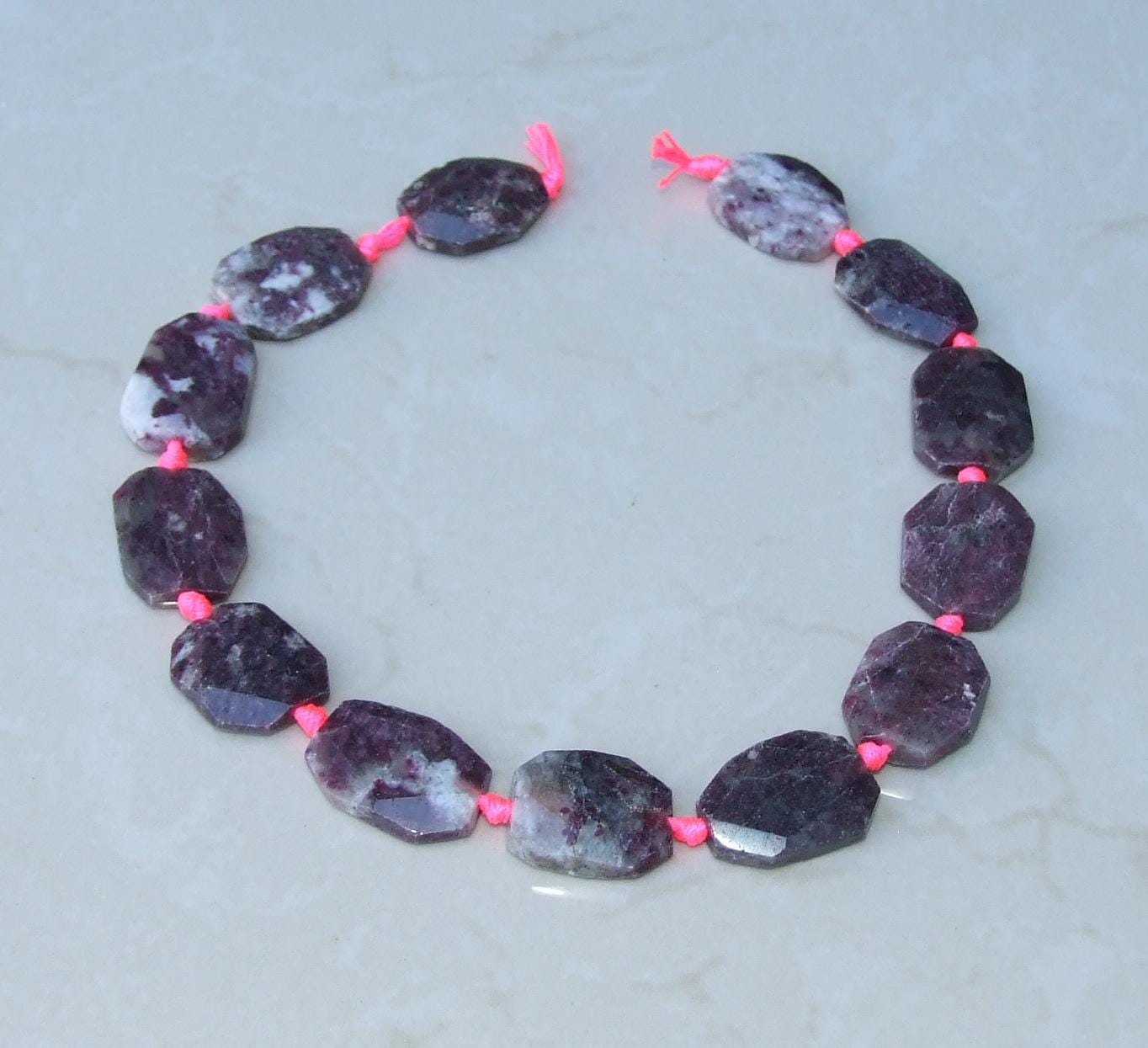 Red Tourmaline Faceted Bead Strand, Rubellite 20mm X 27mm Emerald-Cut Stones, Center Drilled Gemstone Strand for Jewelry Making & Healing 90 - EDGBeadsandGems