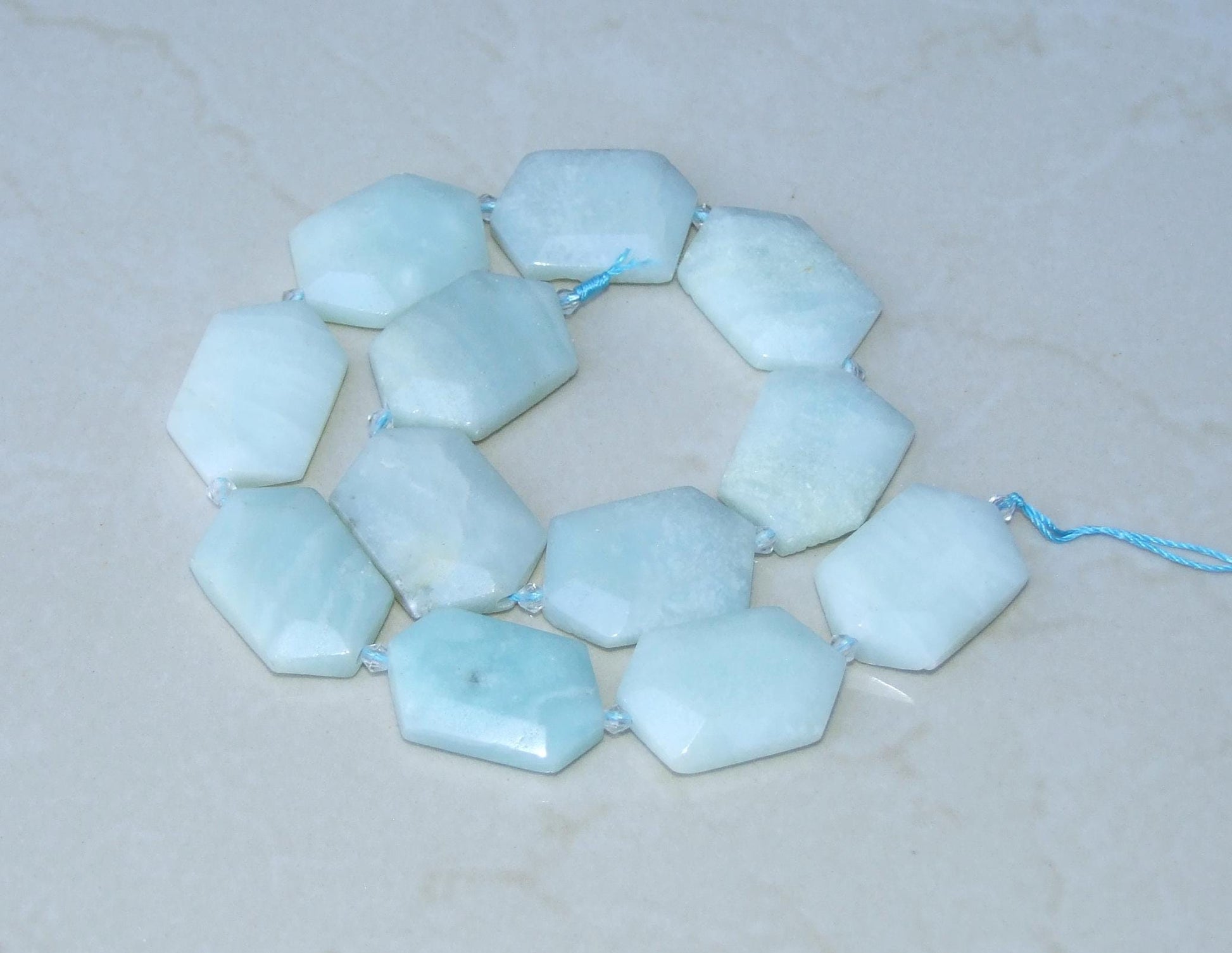 Amazonite Faceted Bead Strand, Natural 20mm X 30mm Point-Cut, Center-Drilled Gemstone Strand for Jewelry Making & Healing - 8318 - EDGBeadsandGems