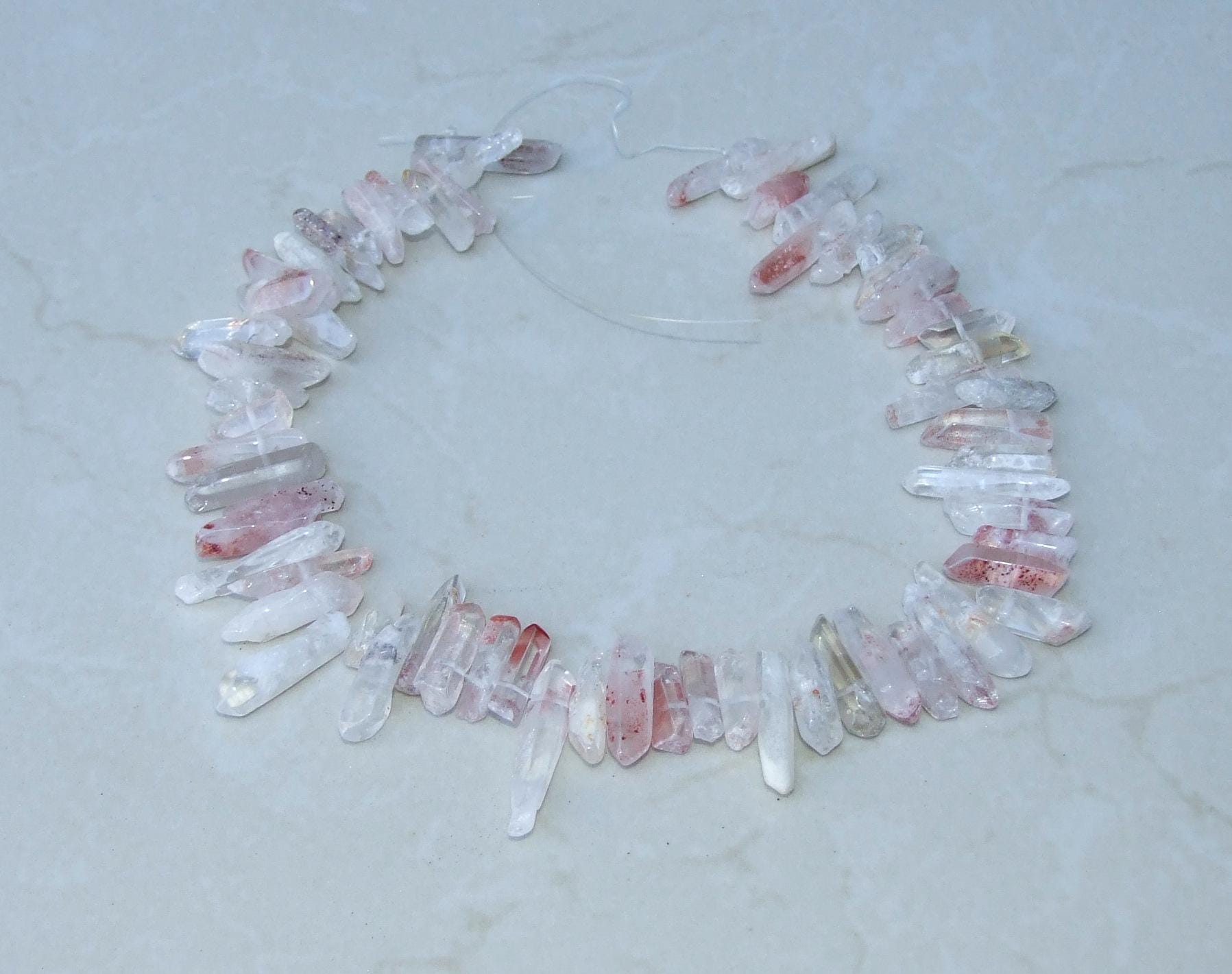 Polished Garden Quartz, Lodolite Quartz, Phantom Quartz, Quartz Strand, Crystals Points, Natural Quartz Points, Gemstone, Graduated 20-40mm - EDGBeadsandGems